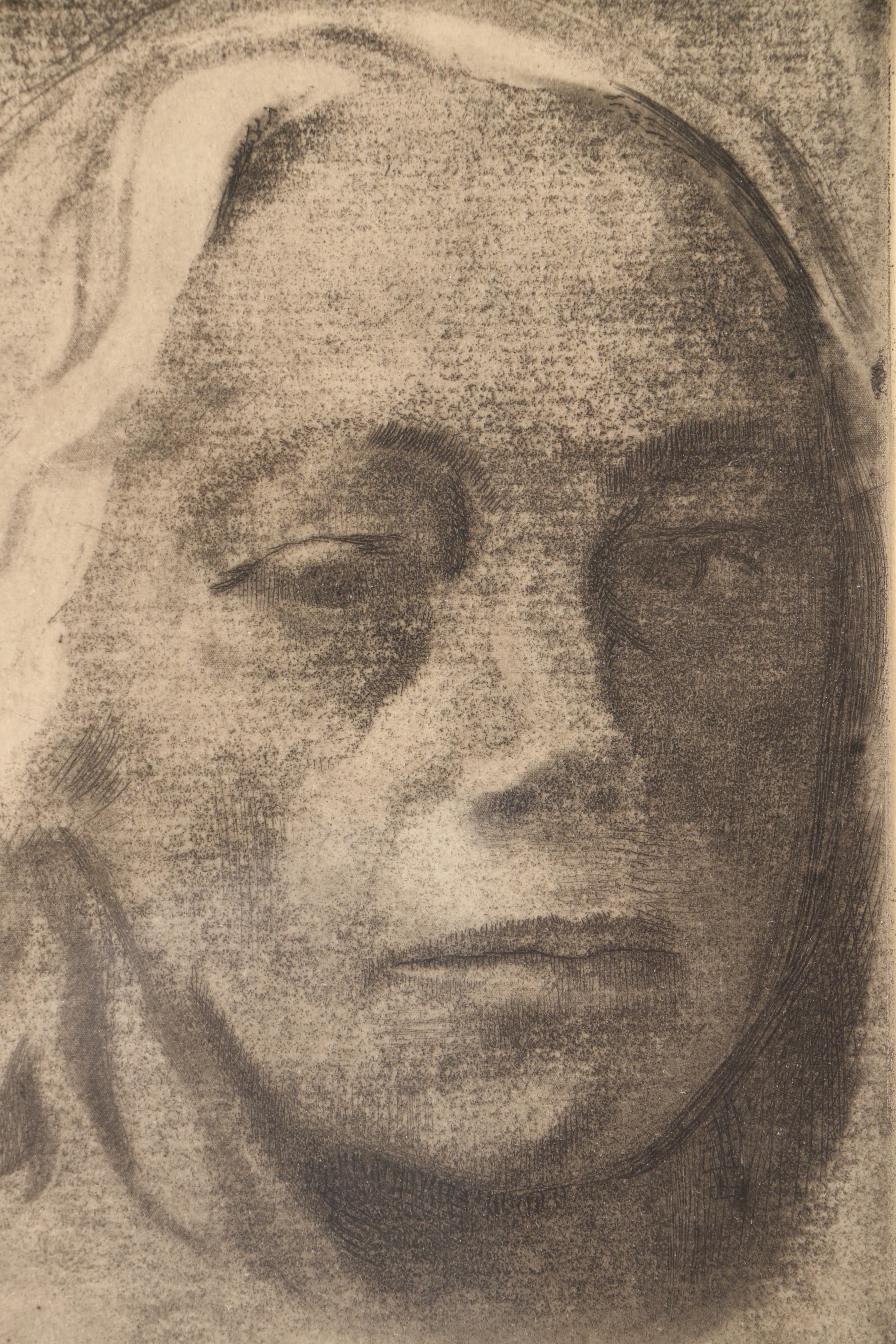 Restrike of Käthe Kollwitz Self Portrait