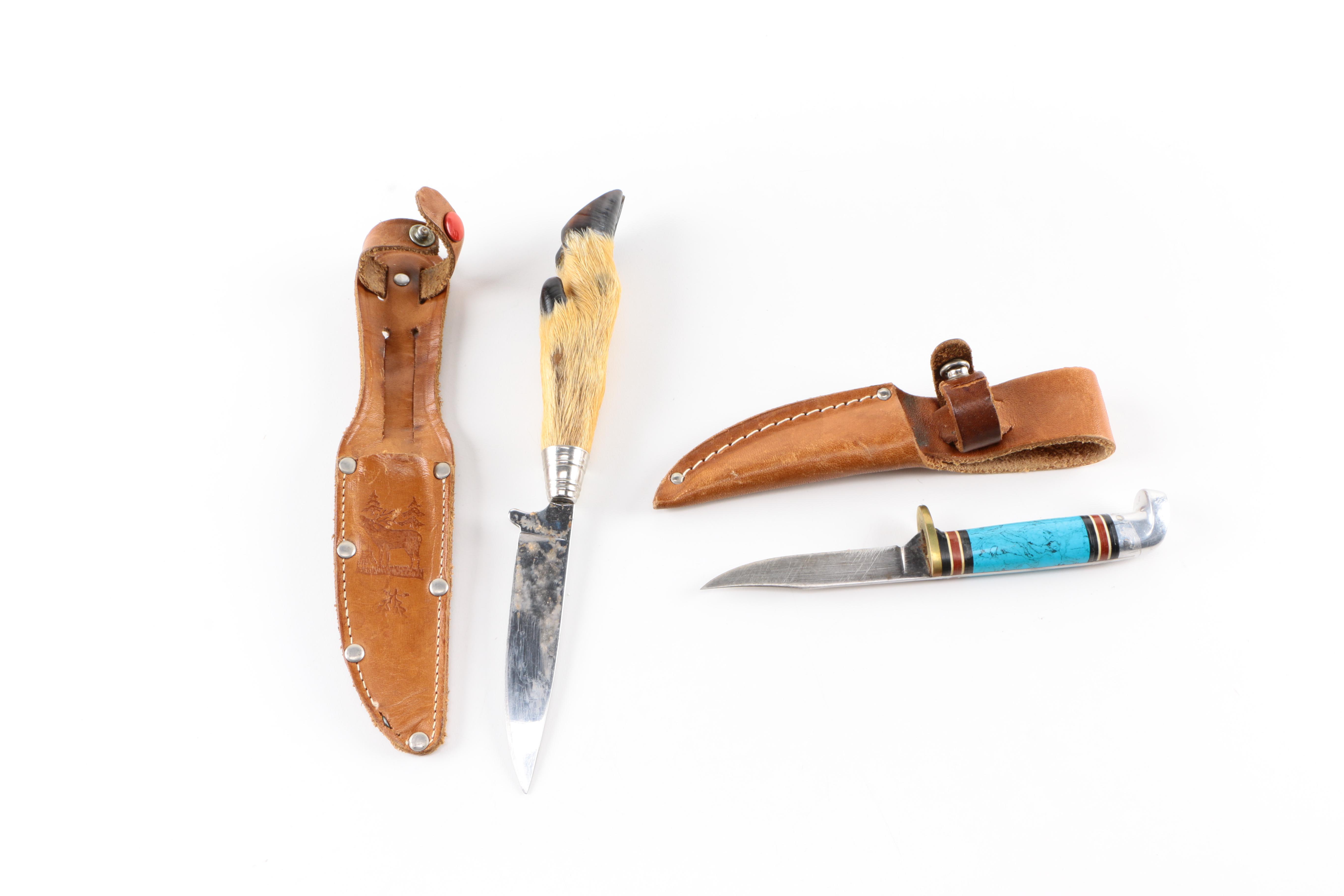 Collection of Vintage Knives and Powder Horn