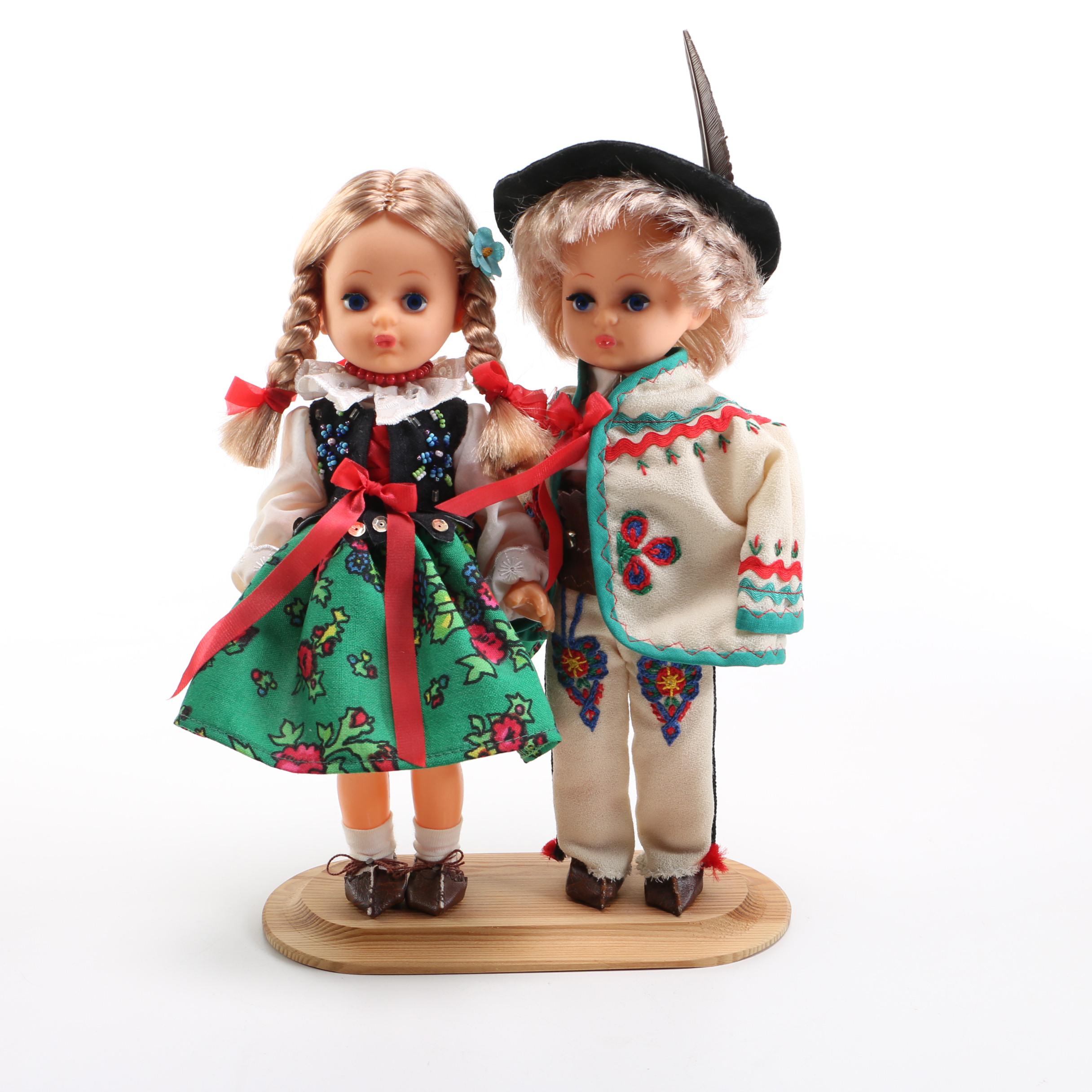 Polish Themed Doll Couple on Stand