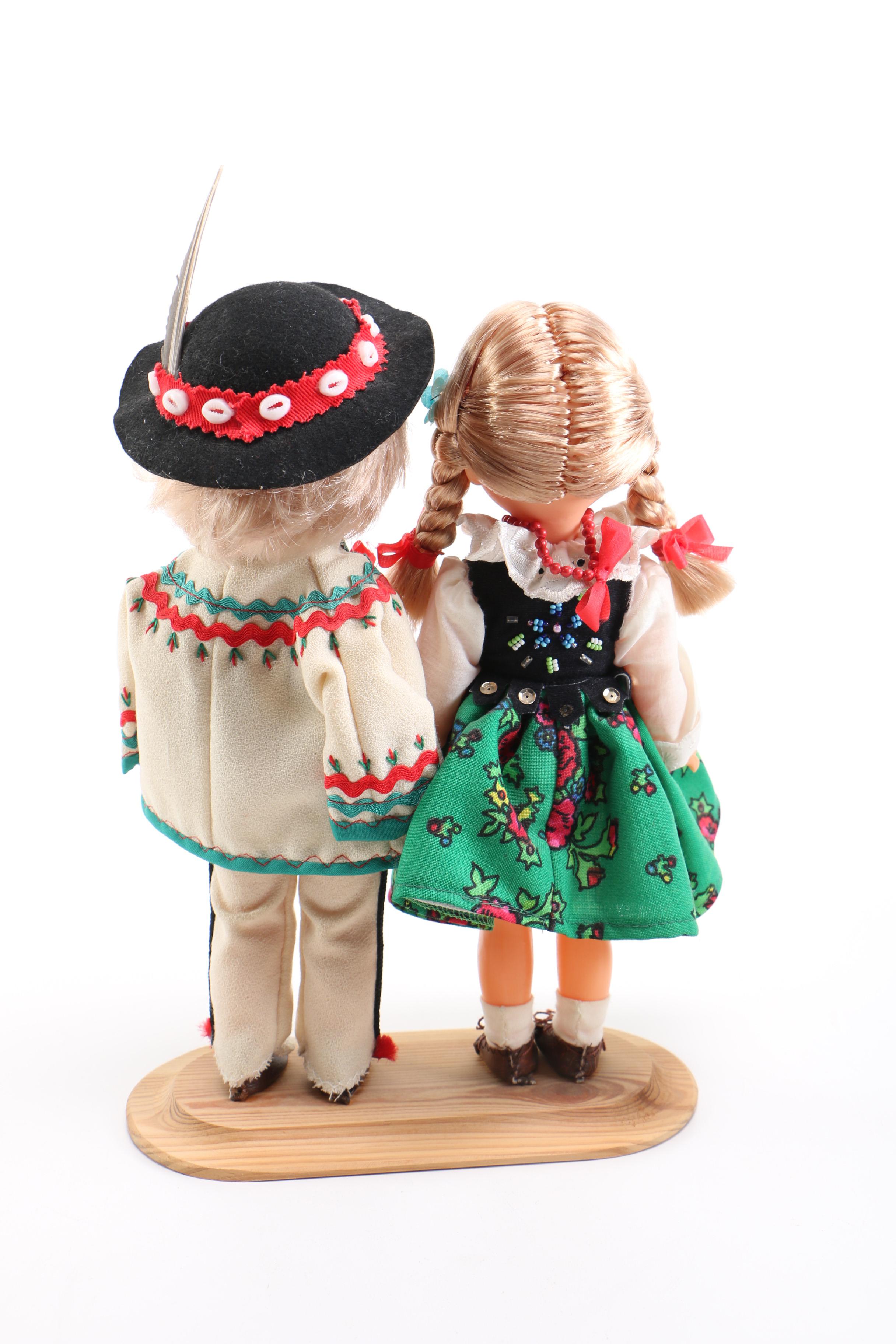 Polish Themed Doll Couple on Stand