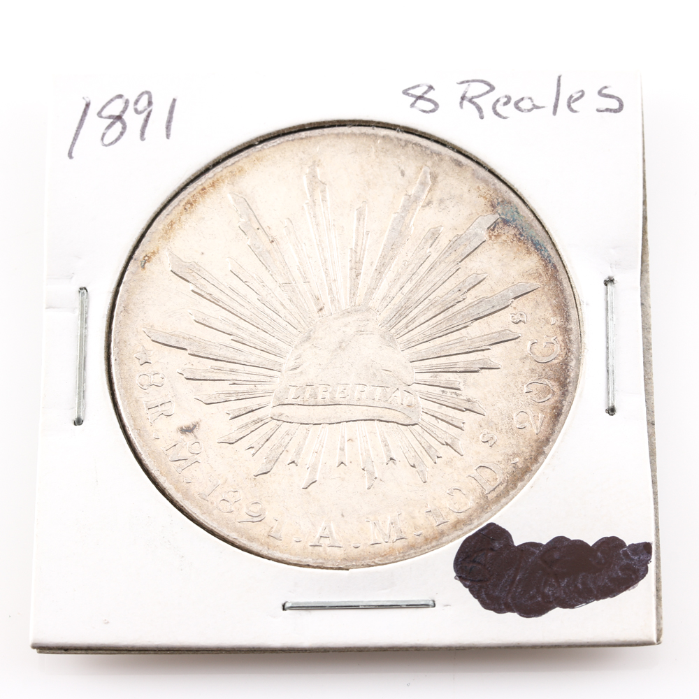1891 Silver Mexican 8 Reales Coin