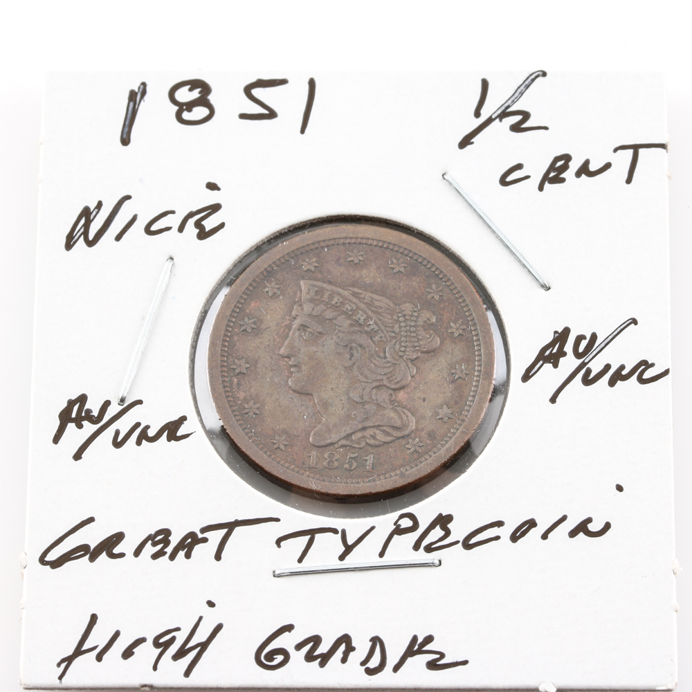 1851 Braided Hair Half Cent