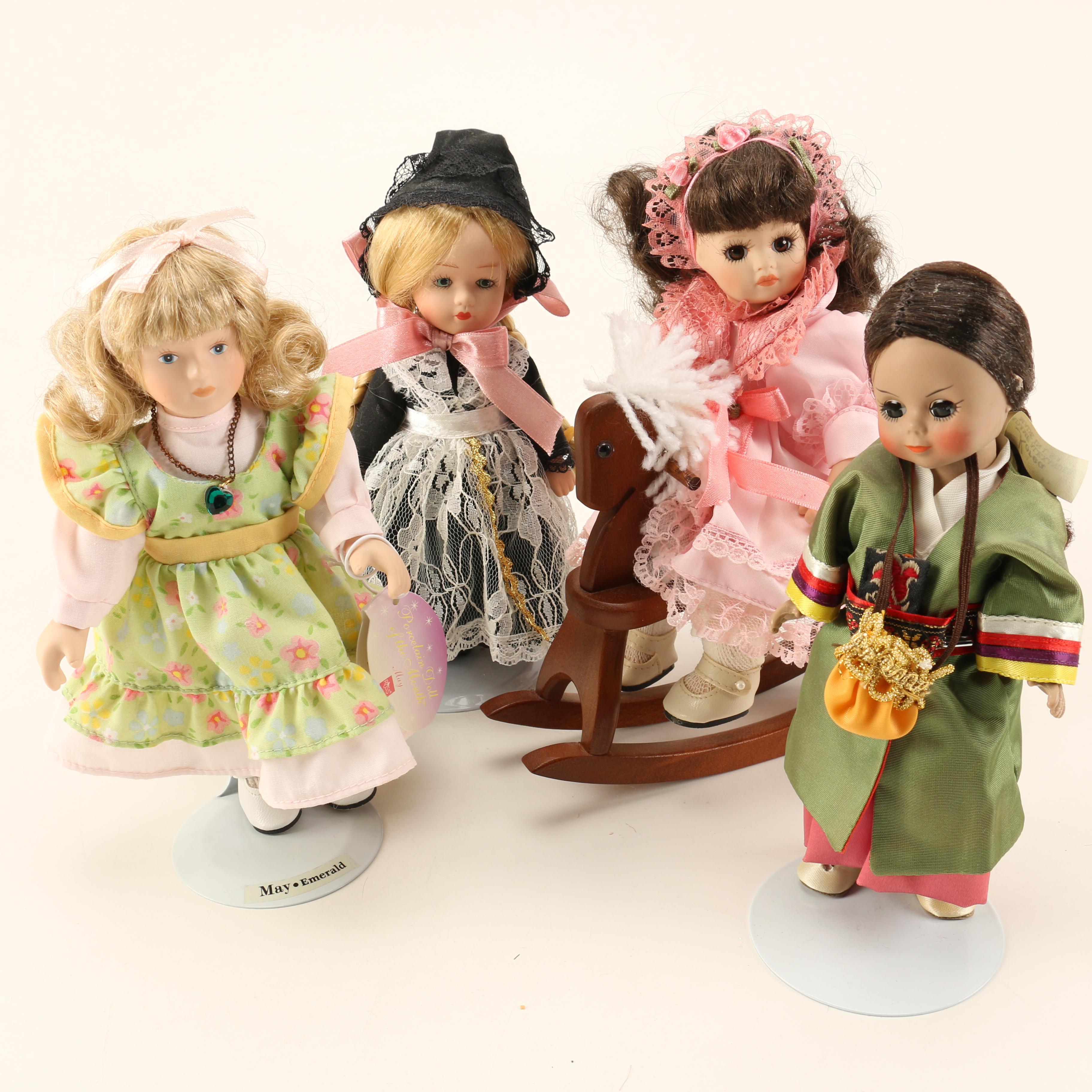 Assortment of Porcelain Dolls including Madame Alexander