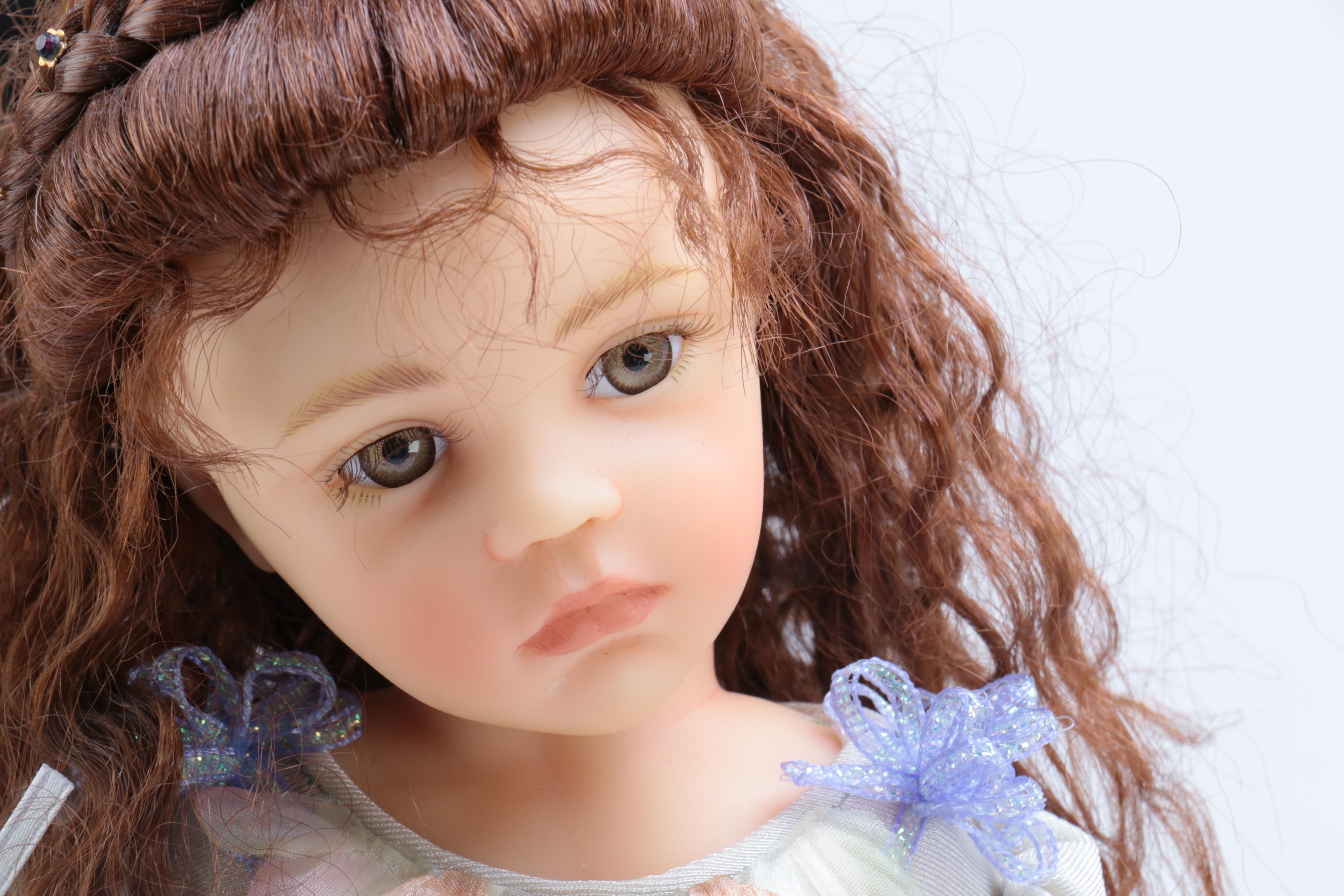 Five Dancer Dolls Including Music Stand and Lamp