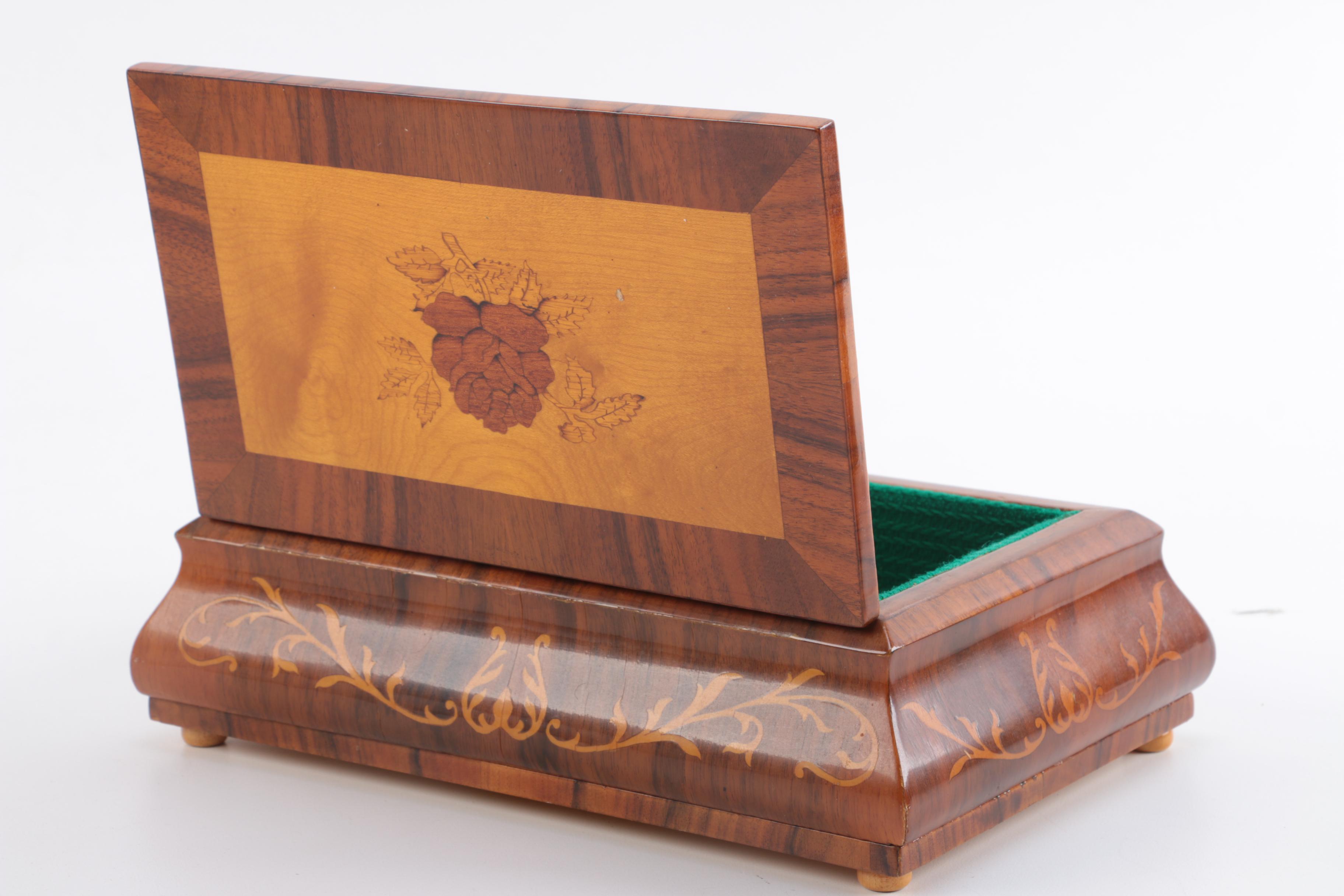 Wood, Brass and Glass Trinket Boxes