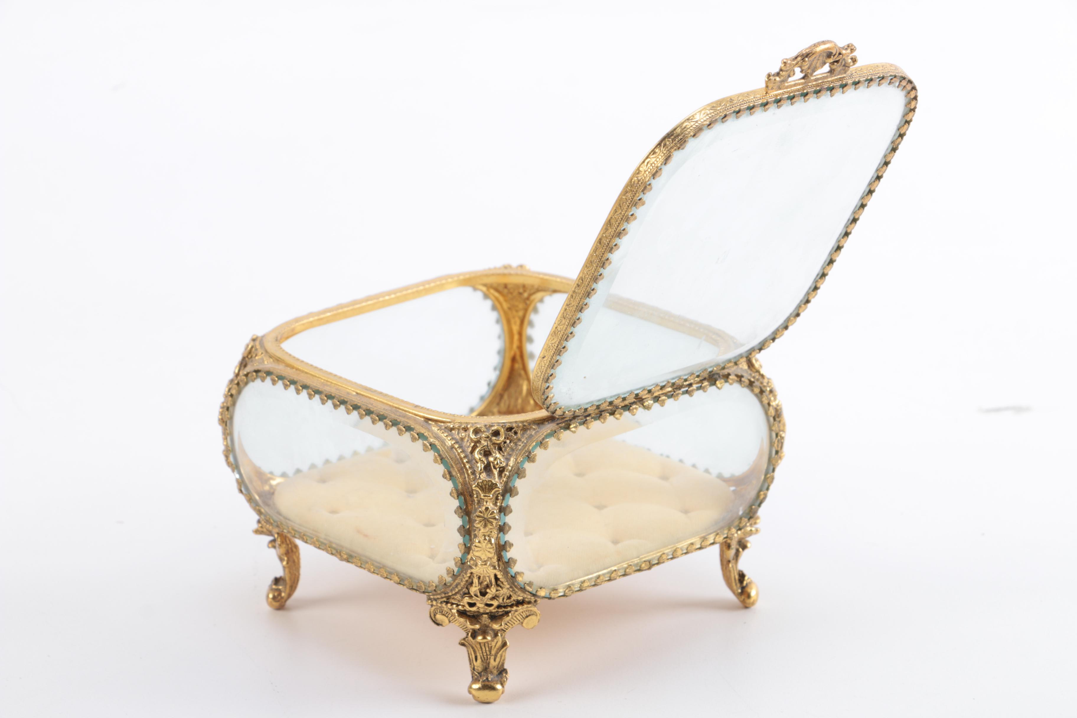 Wood, Brass and Glass Trinket Boxes