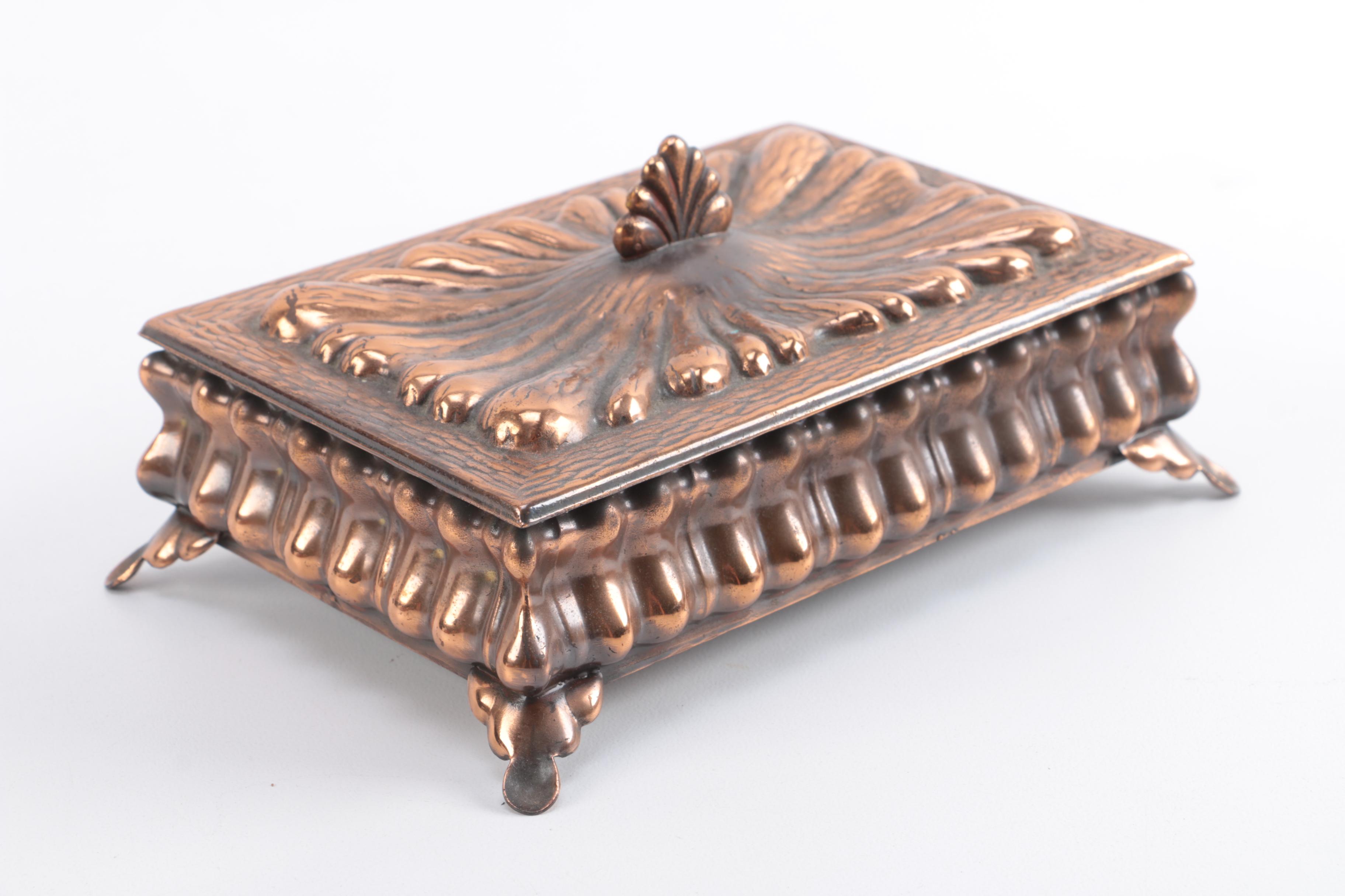 Wood, Brass and Glass Trinket Boxes