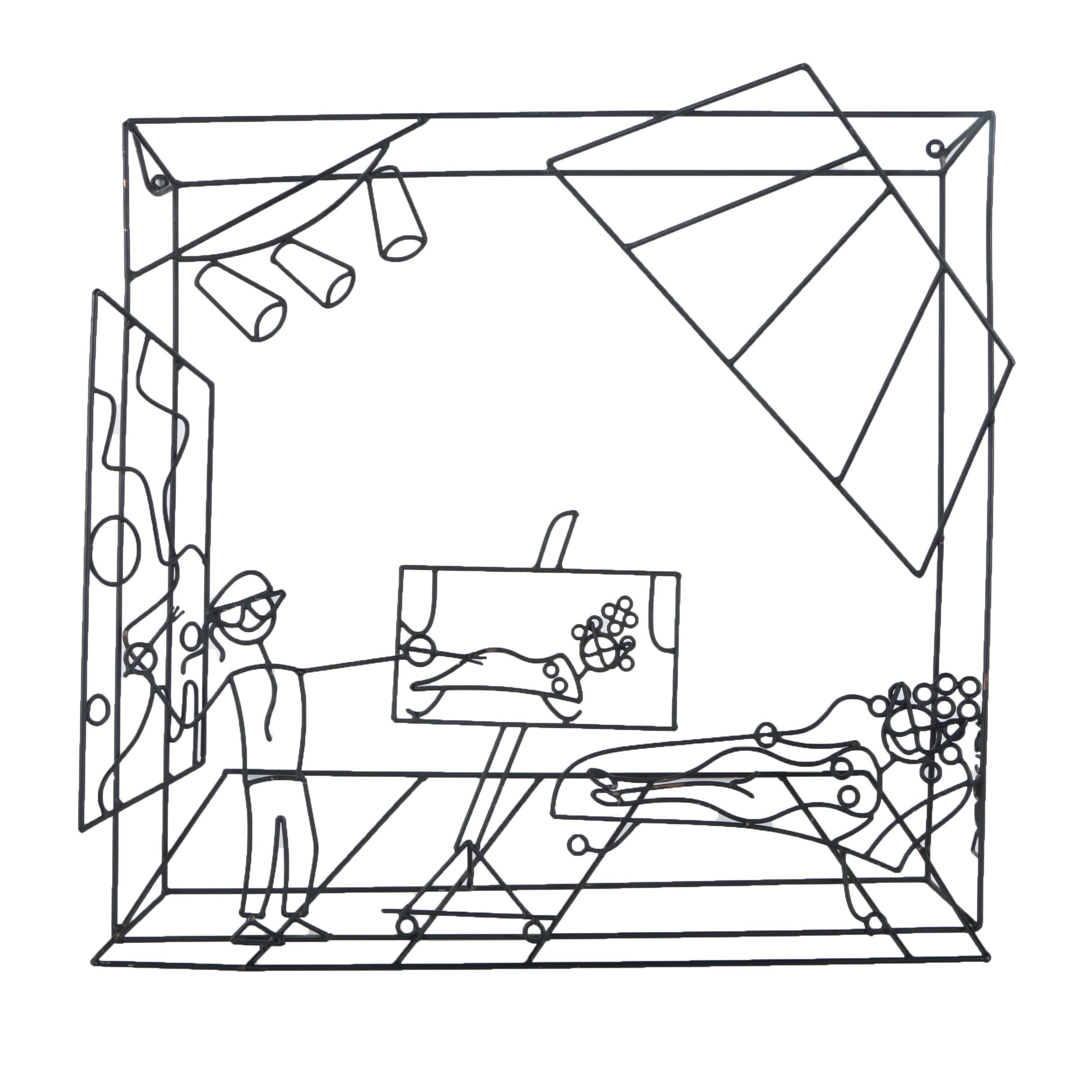 Barrett DeBusk "Portait of Camille" Wire Art Sculpture