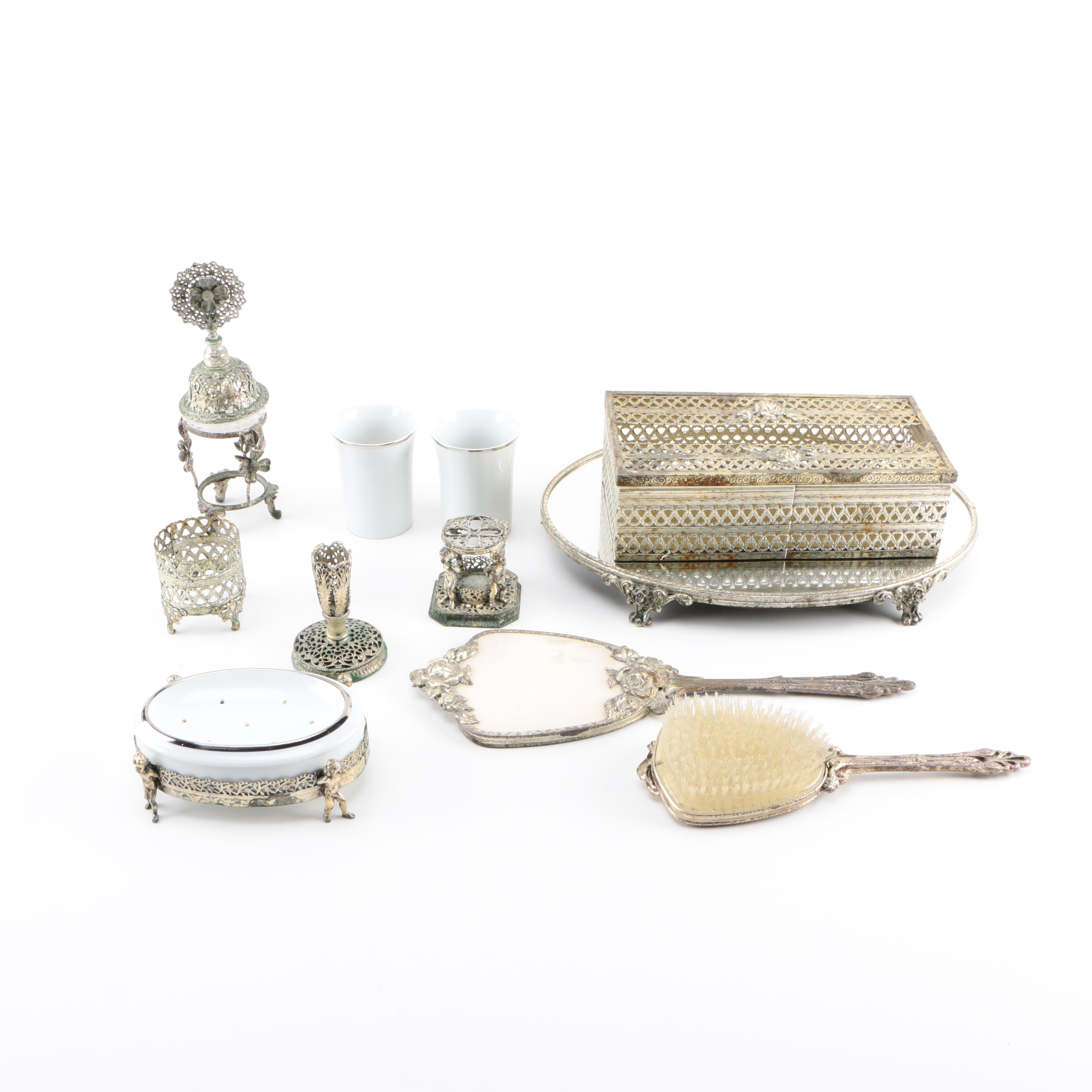 Collection of Vintage Silver Plated Vanity Decor