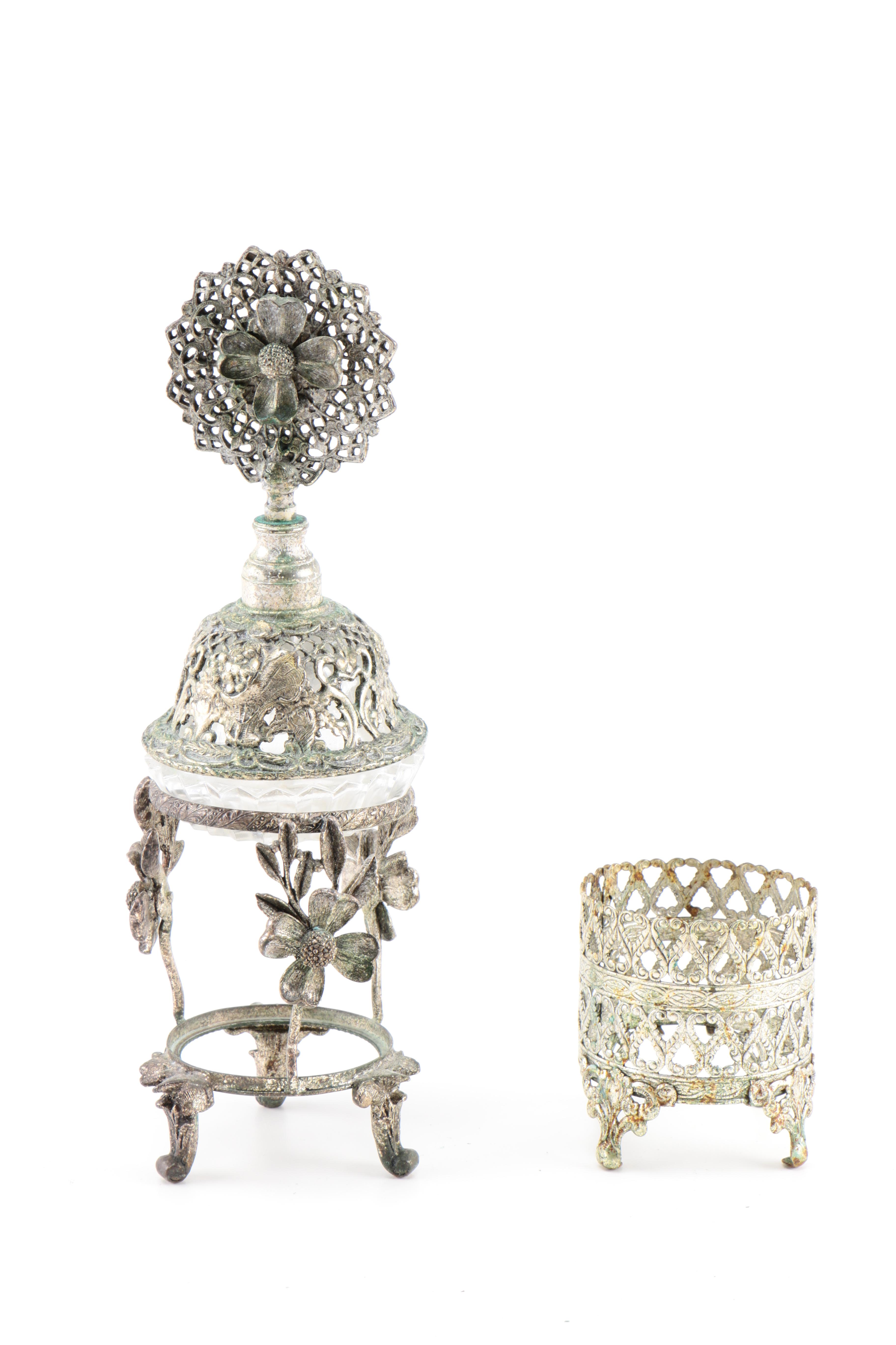 Collection of Vintage Silver Plated Vanity Decor