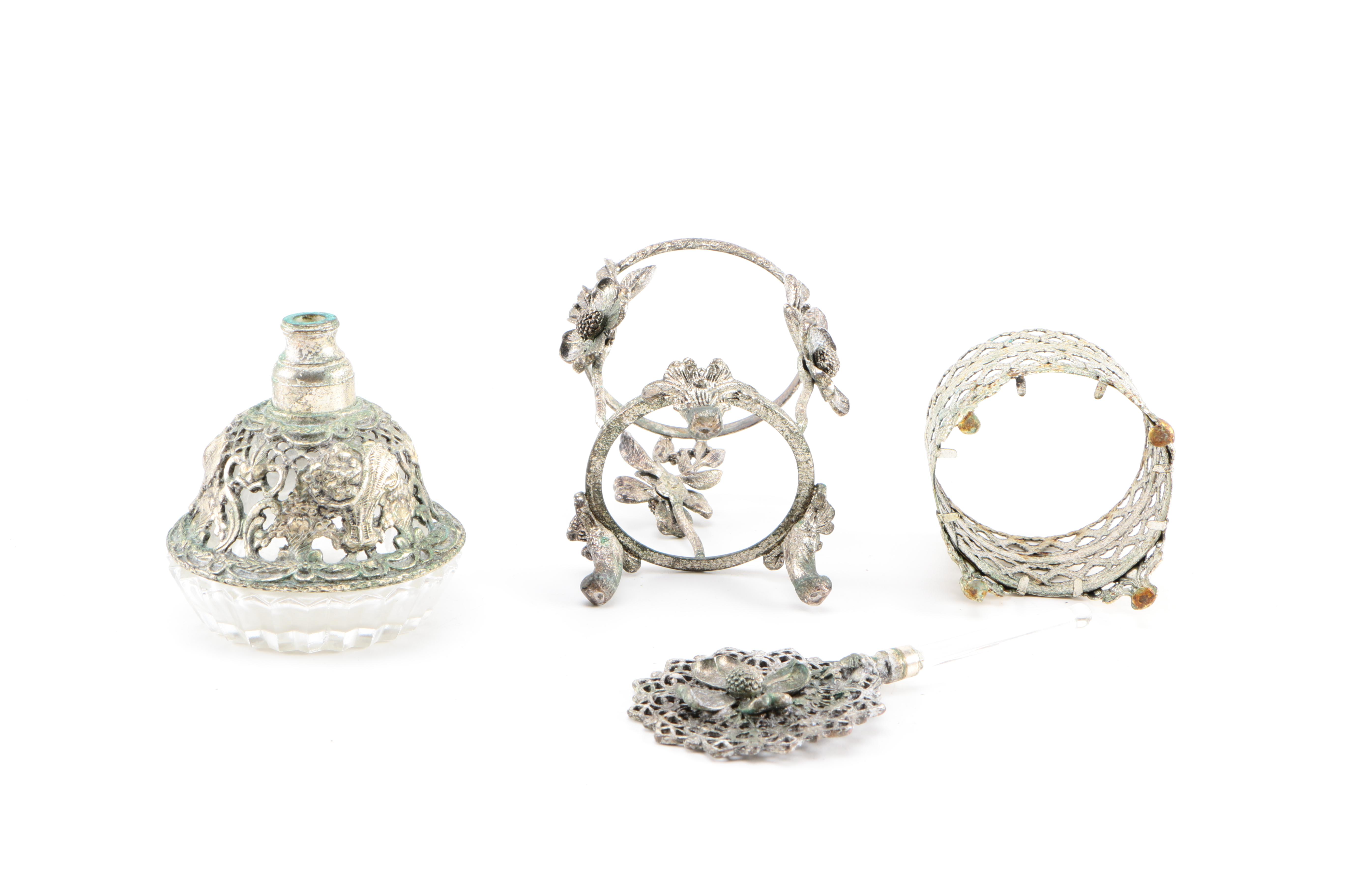 Collection of Vintage Silver Plated Vanity Decor