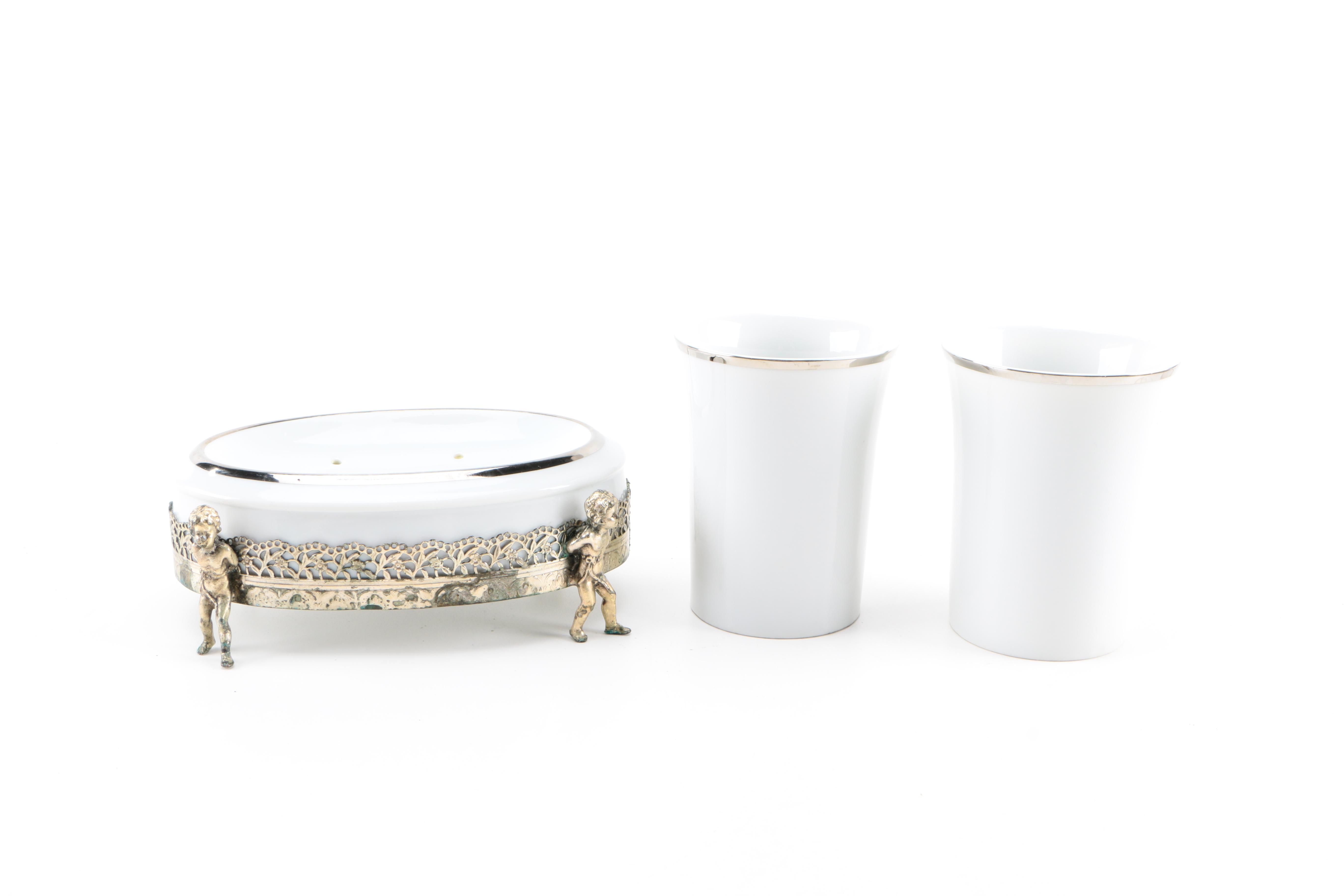 Collection of Vintage Silver Plated Vanity Decor