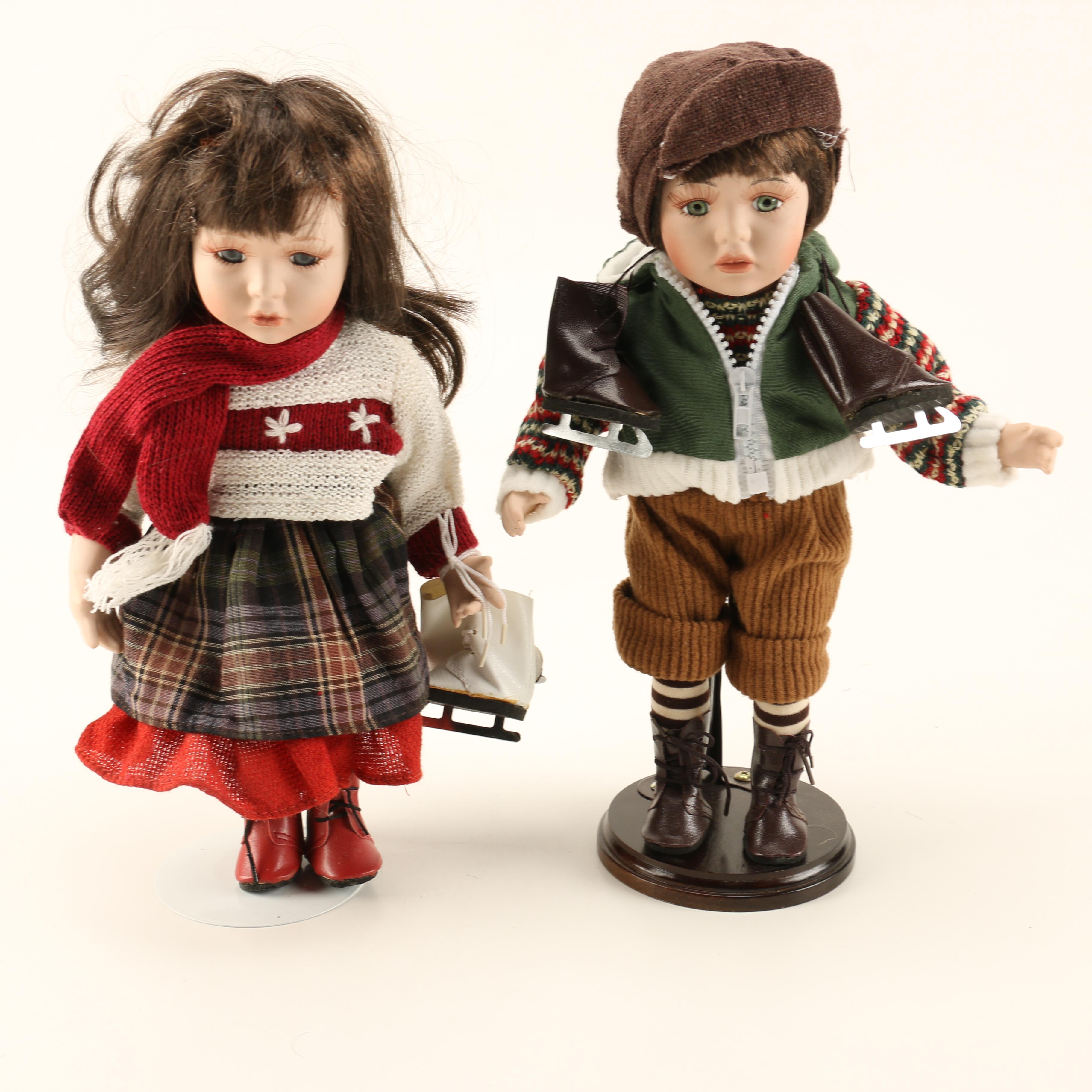 Pair of Porcleain Ice Skater Dolls