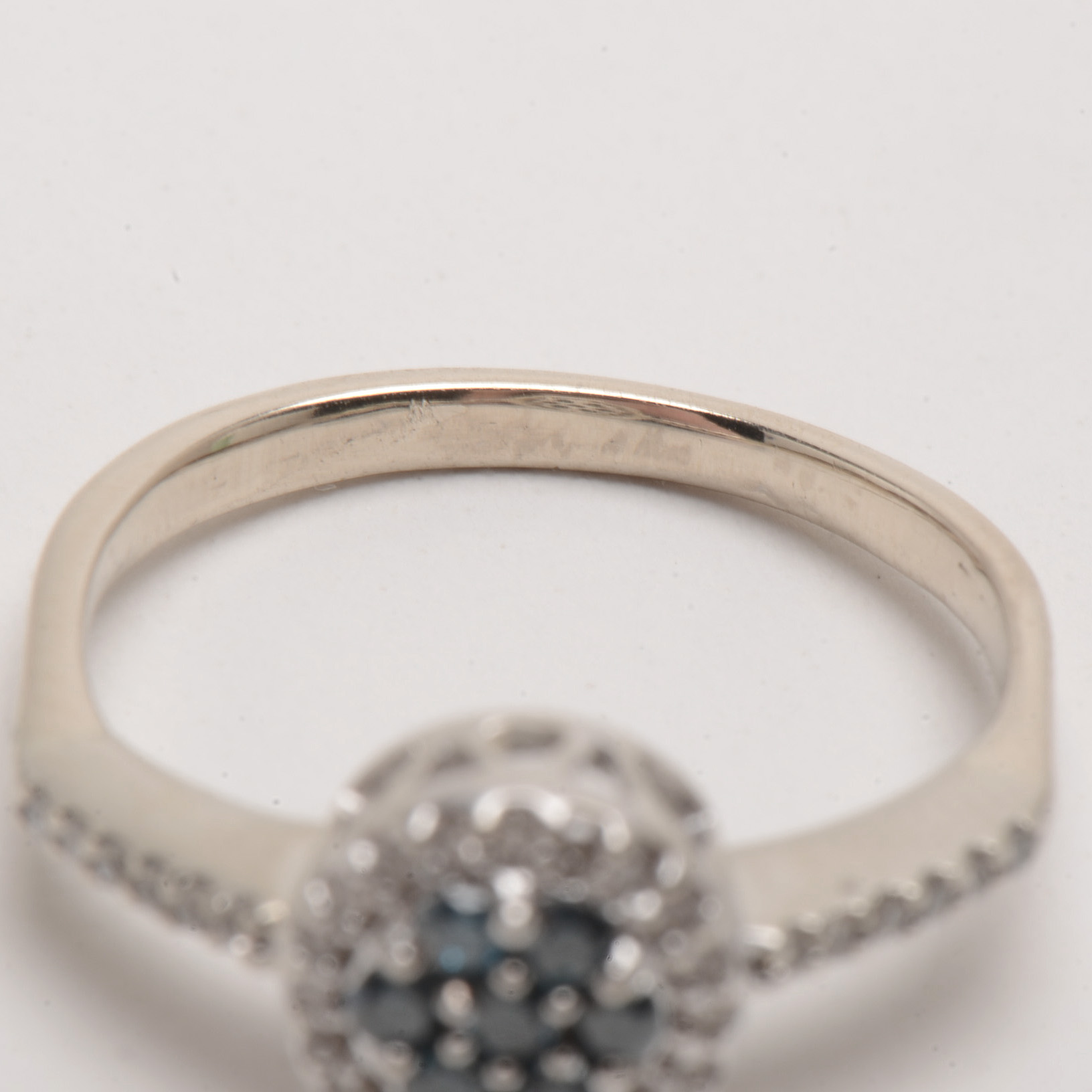 10K and 18K White Gold Irradiated Fancy Blue Diamond Ring