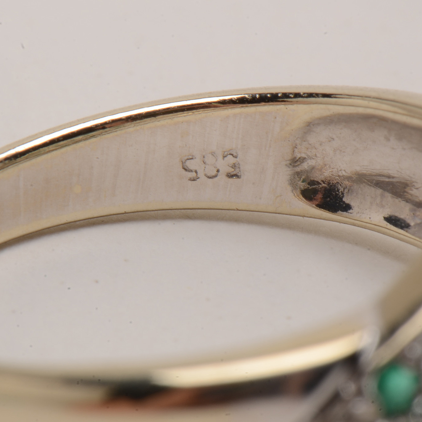 14K White Gold Natural Emerald and Diamond Ring