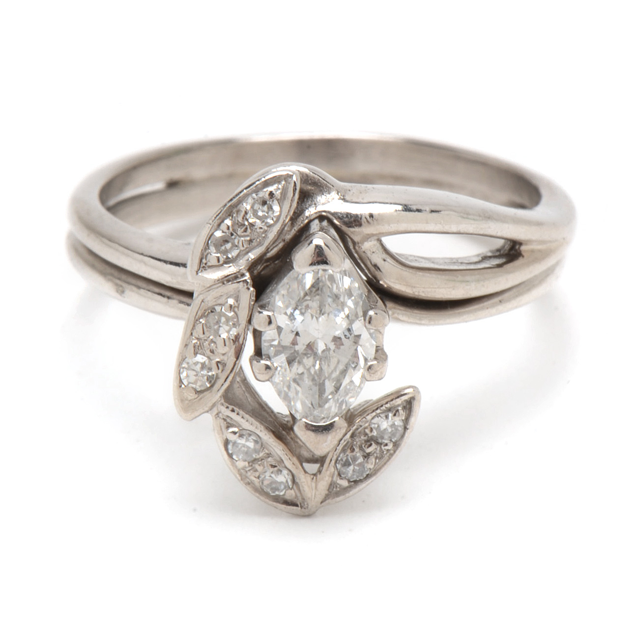 14K White Gold Diamond Bridal Ring Set