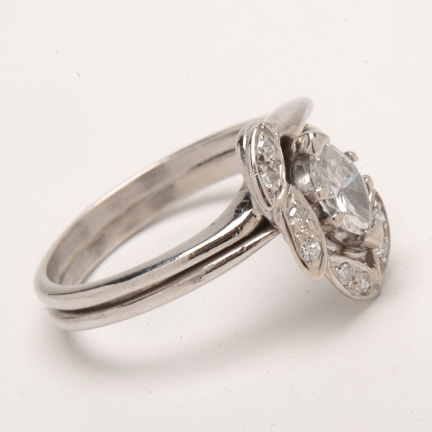 14K White Gold Diamond Bridal Ring Set