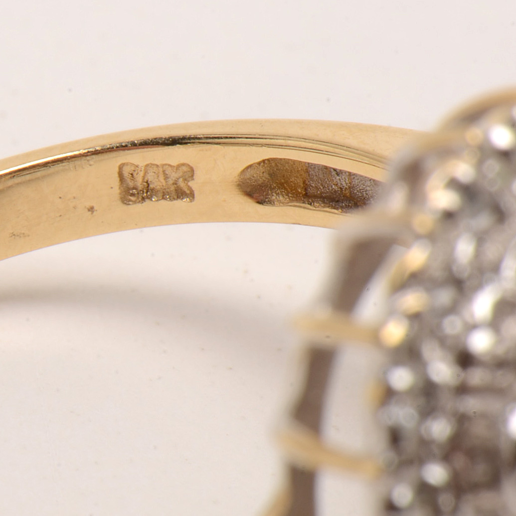 10K and 14K Yellow Gold Natural Sapphire Diamond Cocktail Ring