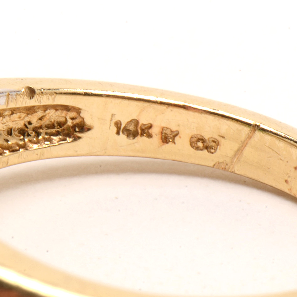 14K Yellow Gold Natural Emerald Diamond Ring