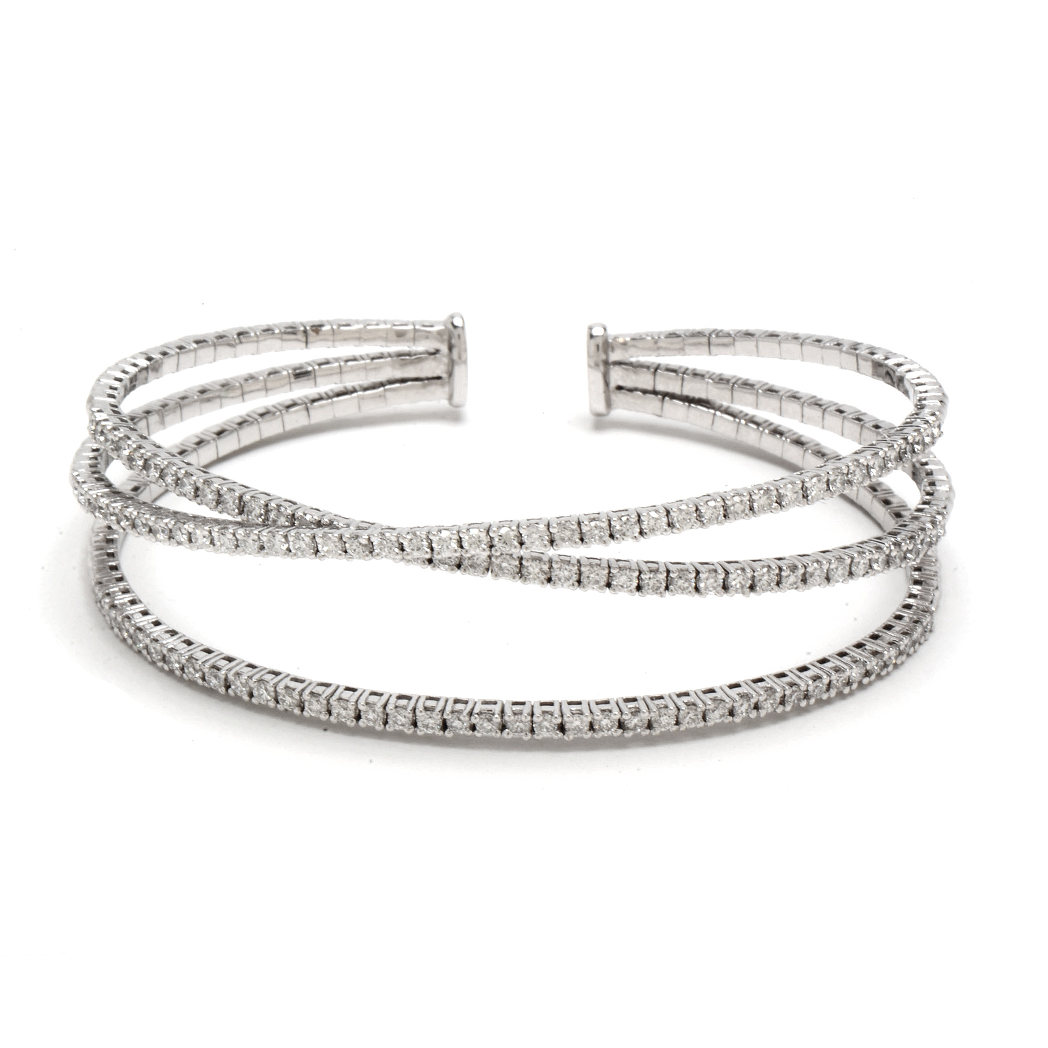 Gabriel & Co 14K White Gold Diamond Criss-Cross Bangle Bracelet