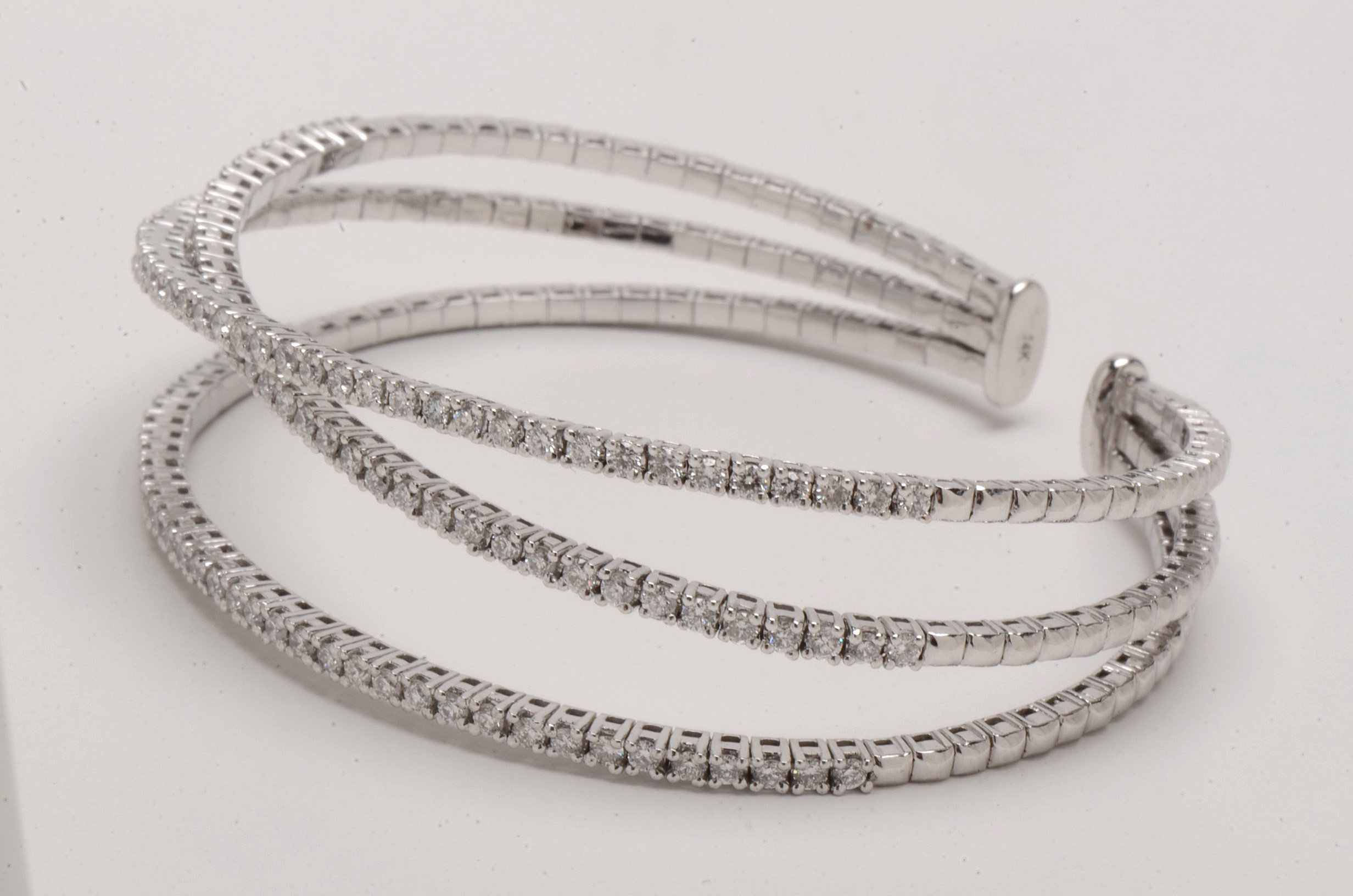 Gabriel & Co 14K White Gold Diamond Criss-Cross Bangle Bracelet