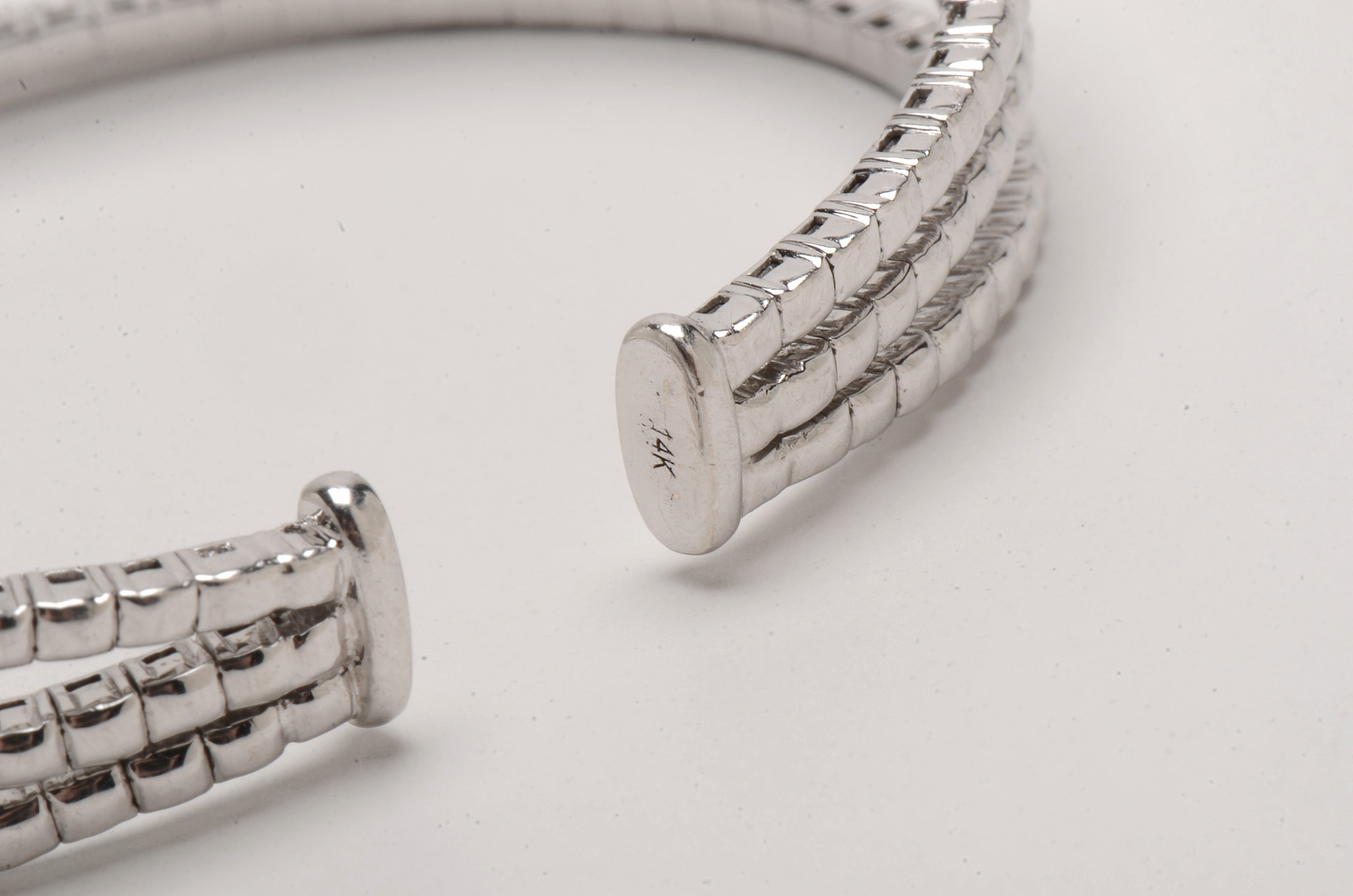 Gabriel & Co 14K White Gold Diamond Criss-Cross Bangle Bracelet