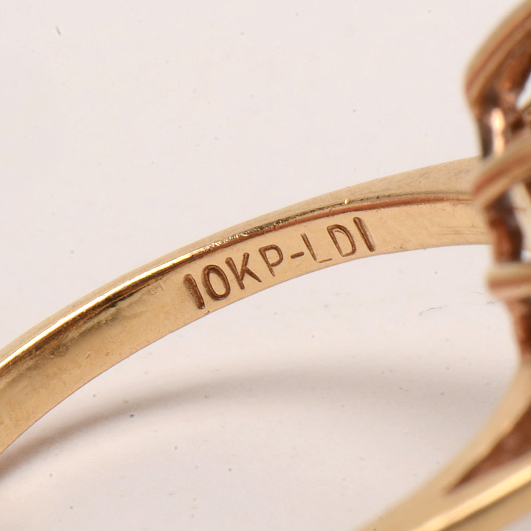 10K Yellow Gold Natural Blue Sapphire Diamond Cluster Ring