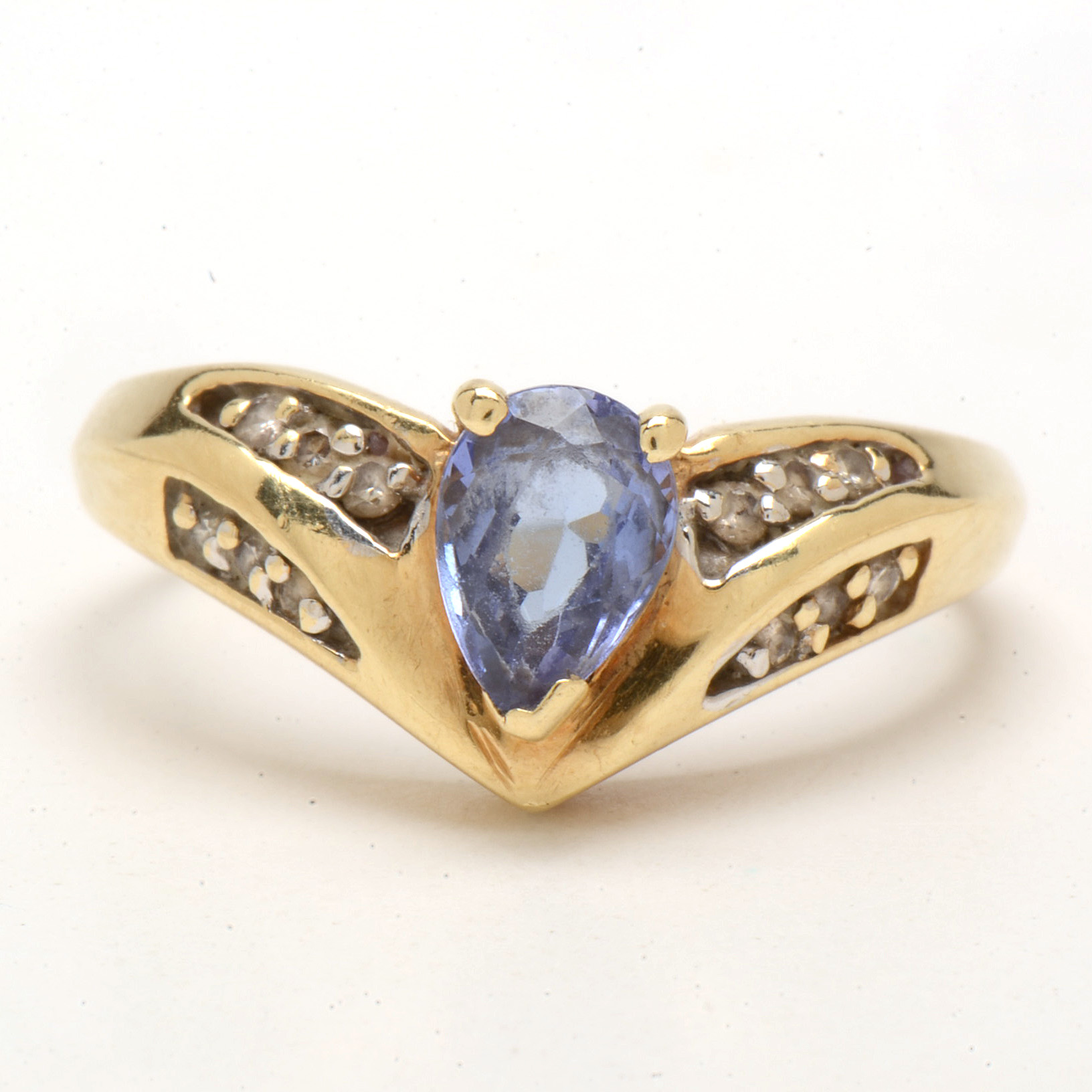 14K Yellow Gold Tanzanite Diamond Fashion Ring