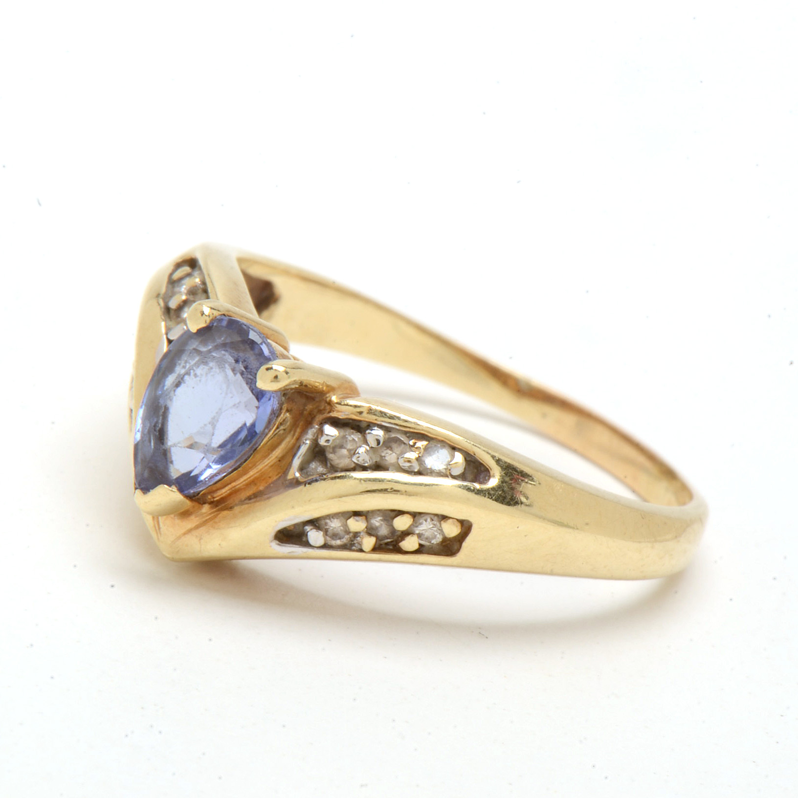 14K Yellow Gold Tanzanite Diamond Fashion Ring