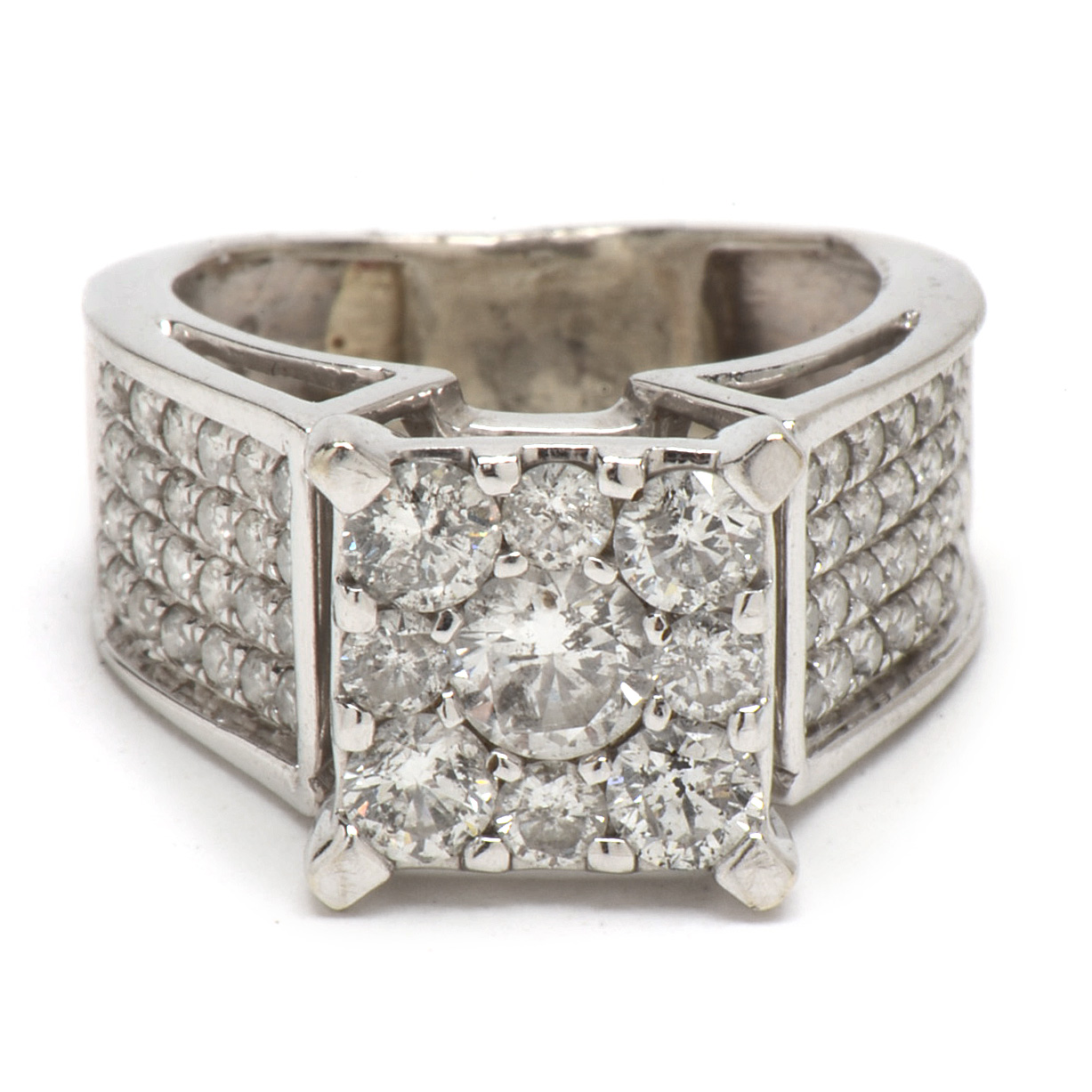 10K White Gold 1.68 CTW Diamond Statement Ring