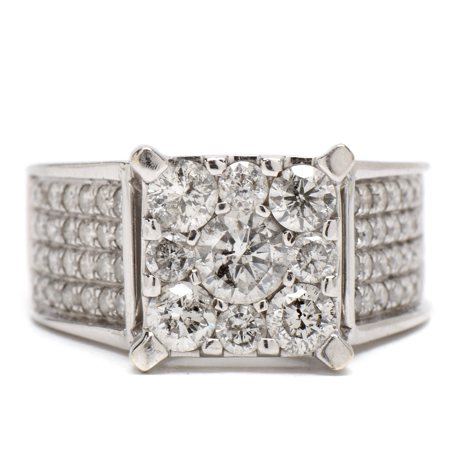 10K White Gold 1.68 CTW Diamond Statement Ring