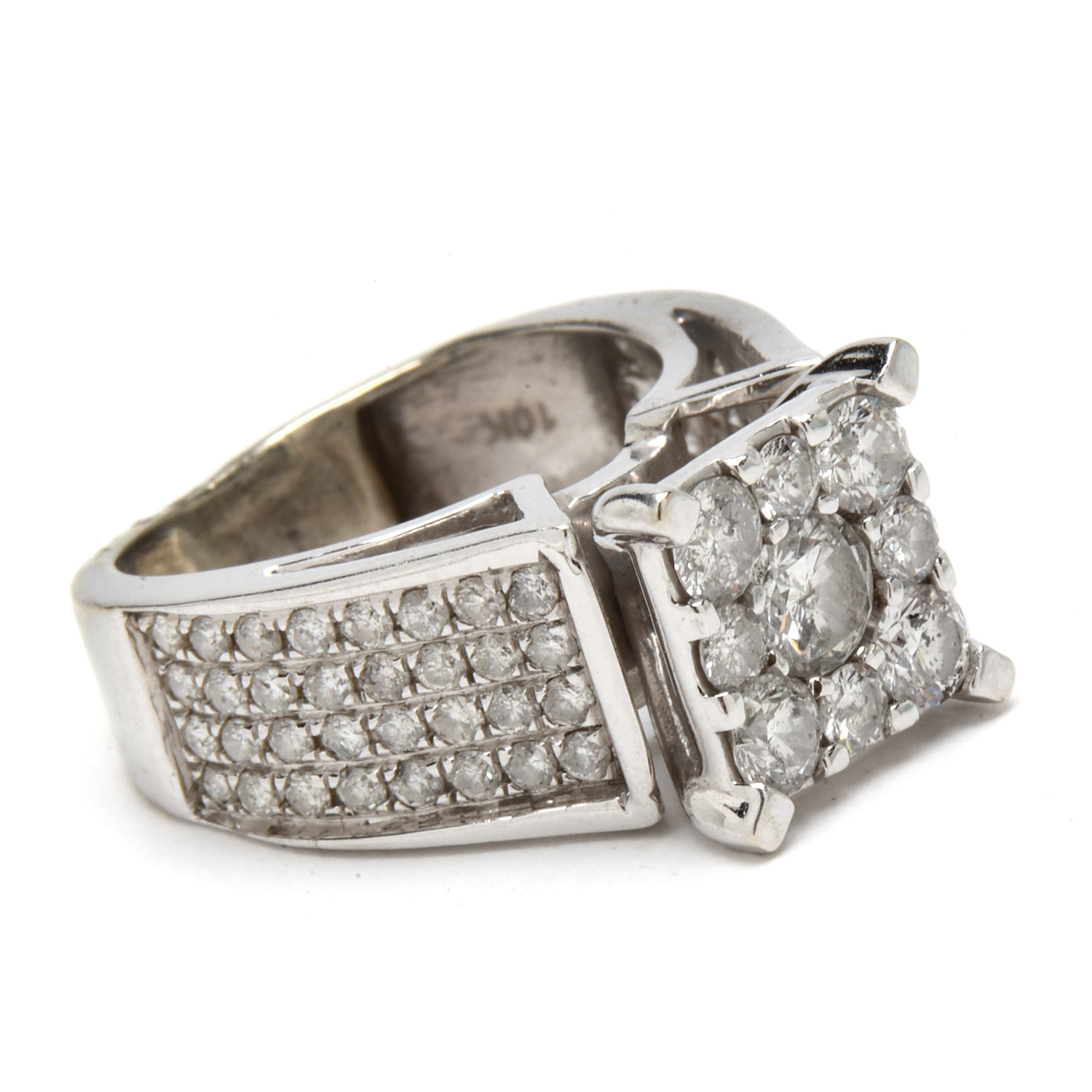10K White Gold 1.68 CTW Diamond Statement Ring