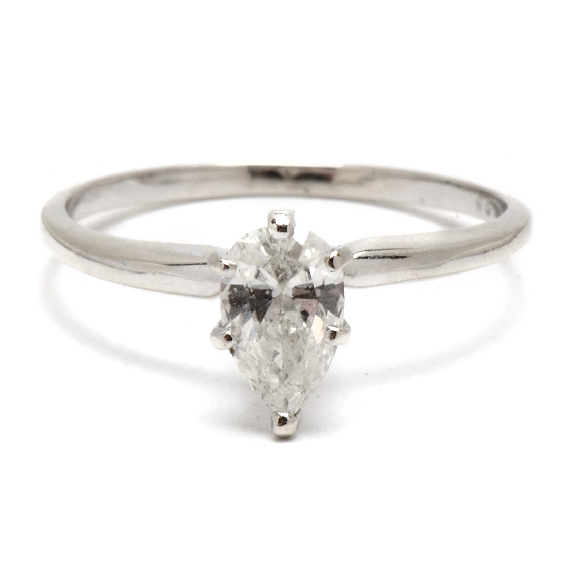 14K White Gold Solitaire Diamond Ring
