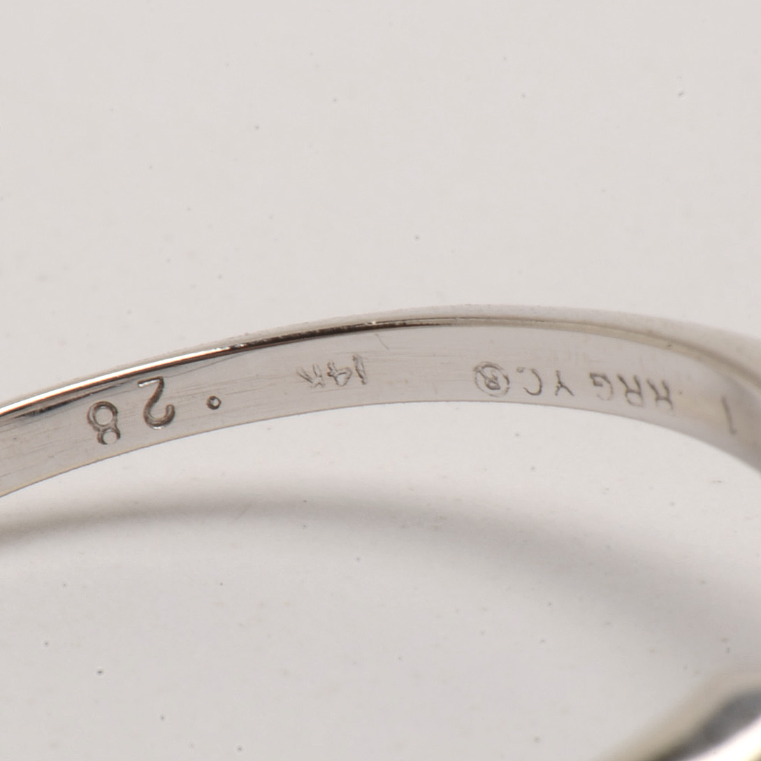 14K White Gold Solitaire Diamond Ring