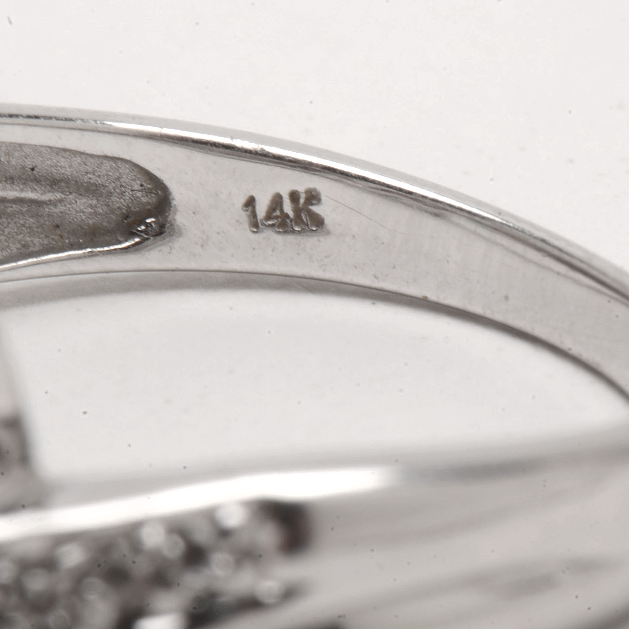 14K White Gold Pink Topaz Diamond Ring