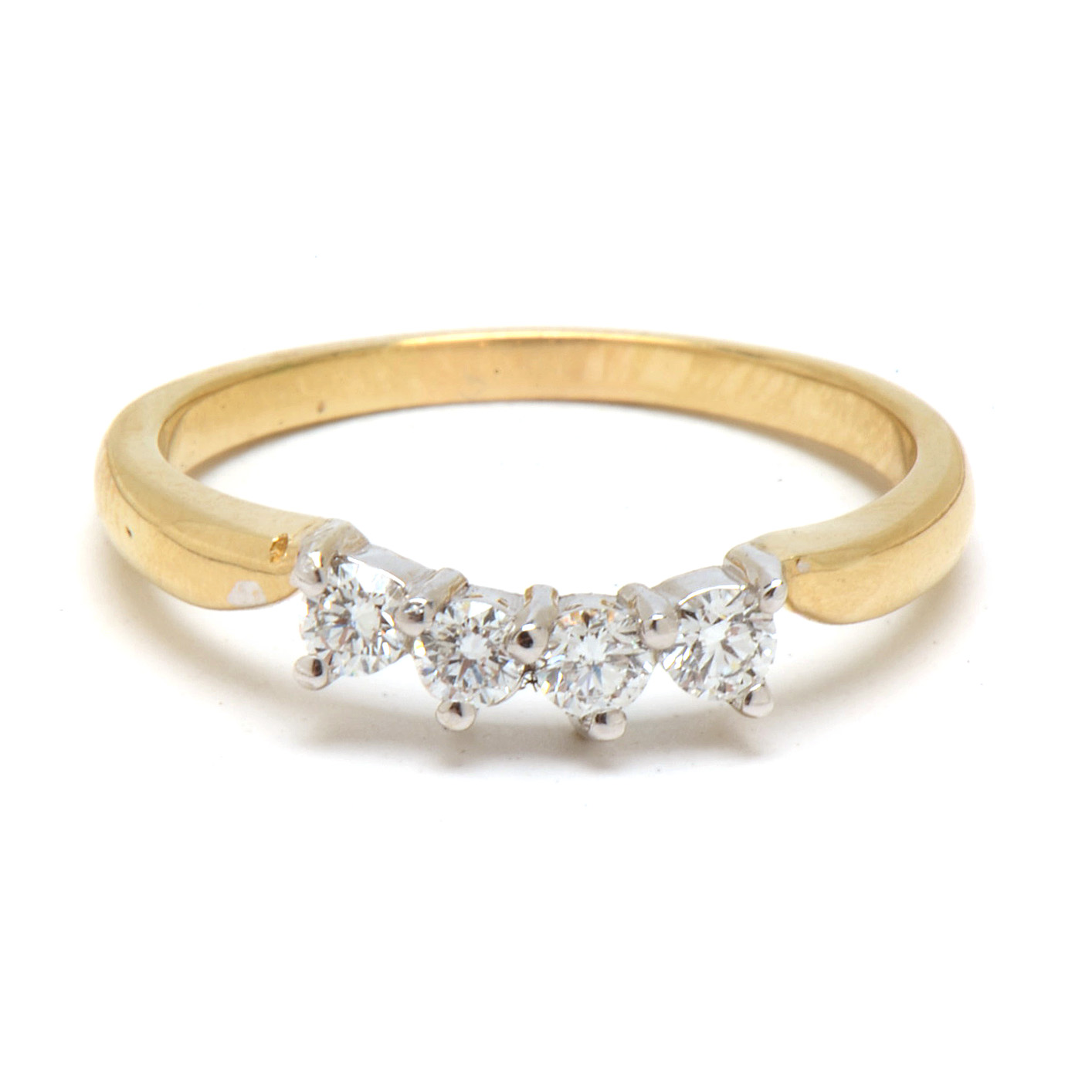 14K Yellow Gold Five Diamond Accent Ring