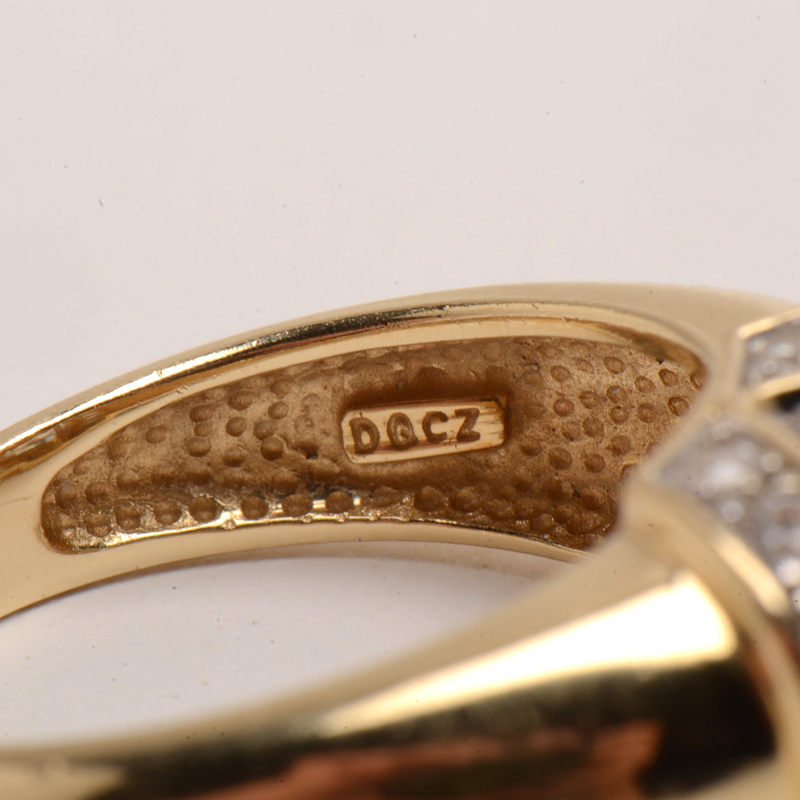 14K Yellow Gold Colorless Cubic Zirconia Cocktail Ring