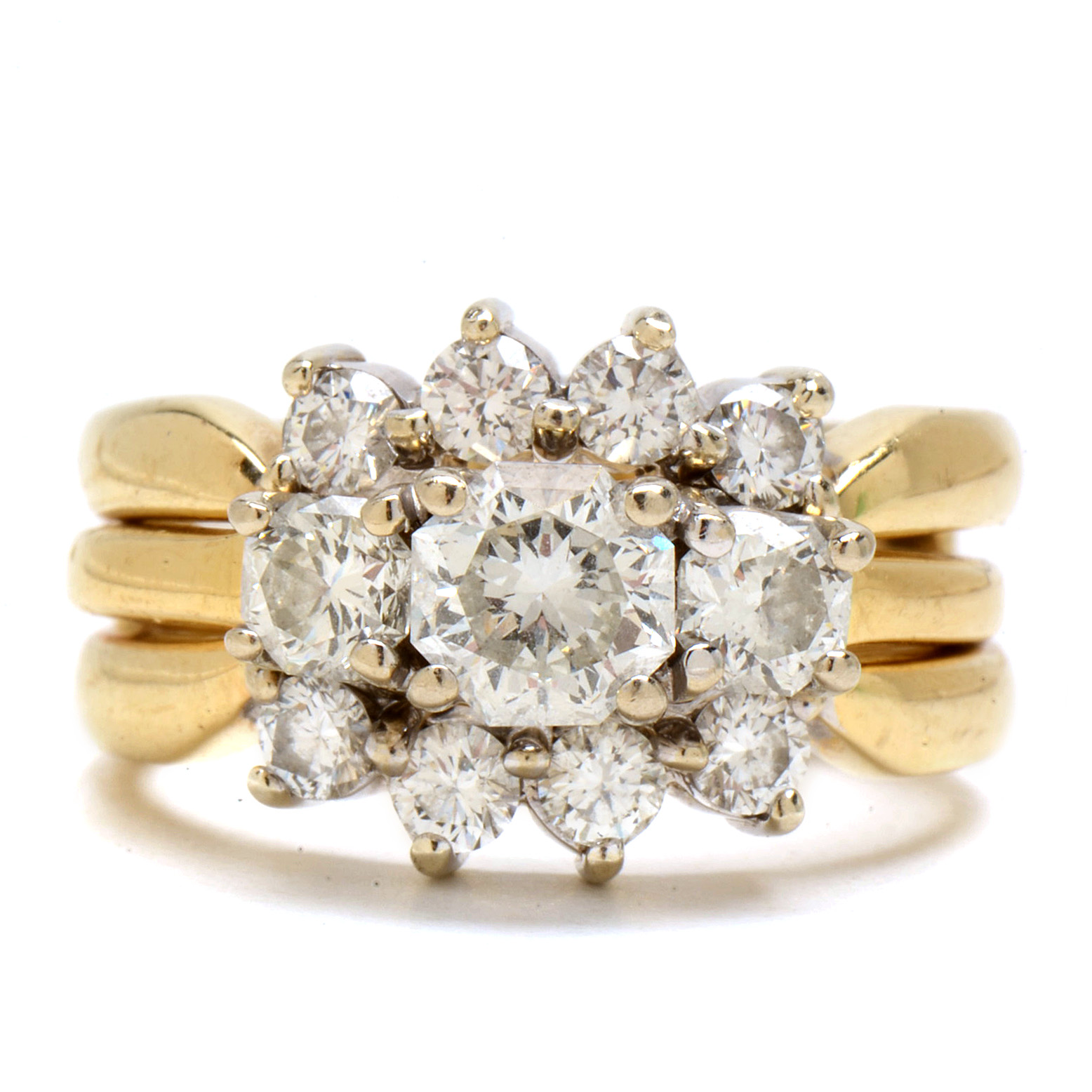 14K and 18K Yellow Gold 1.56 CTW Diamond Bridal Ring Set