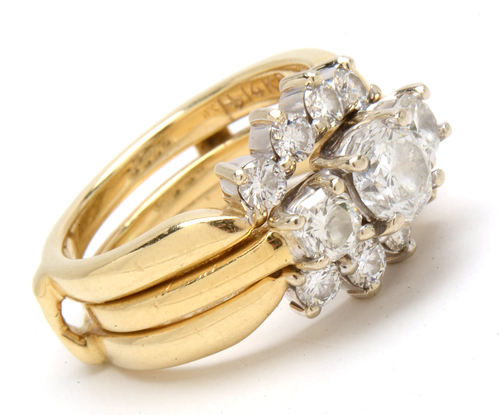 14K and 18K Yellow Gold 1.56 CTW Diamond Bridal Ring Set