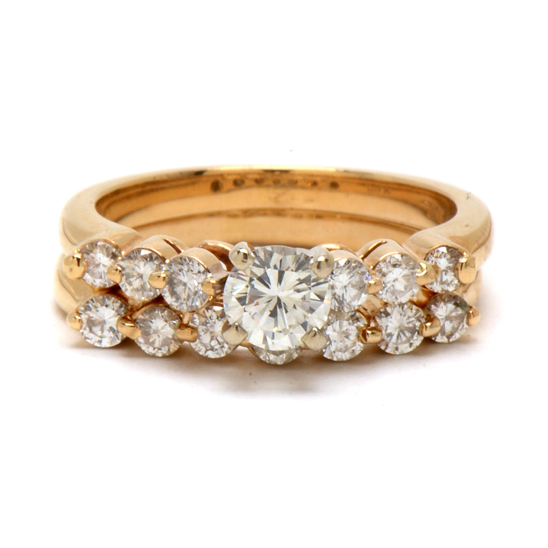 14K Yellow Gold Diamond Bridal Ring Set
