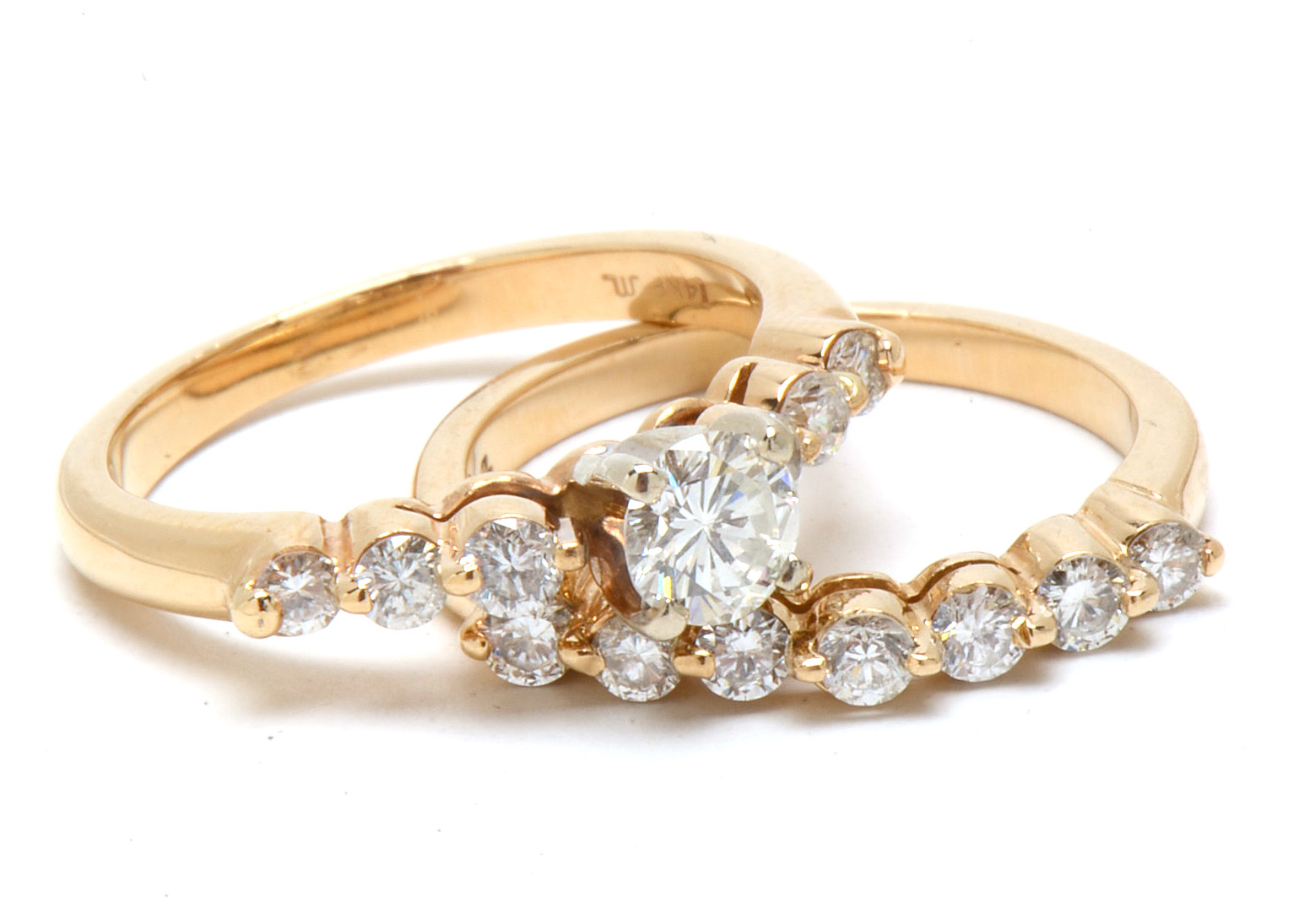 14K Yellow Gold Diamond Bridal Ring Set
