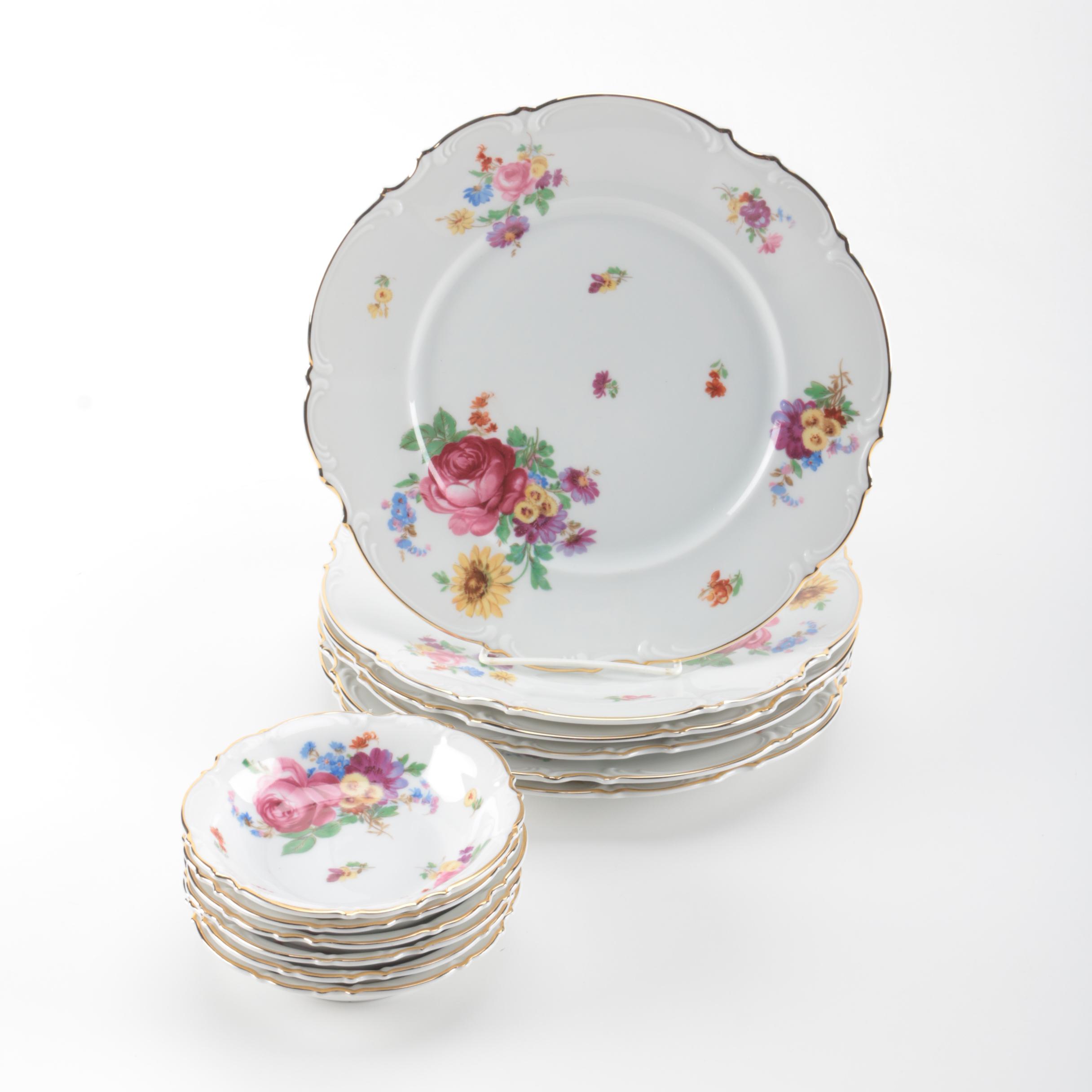 Bavarian Porcelain Dinner Plates and Fruit Bowls