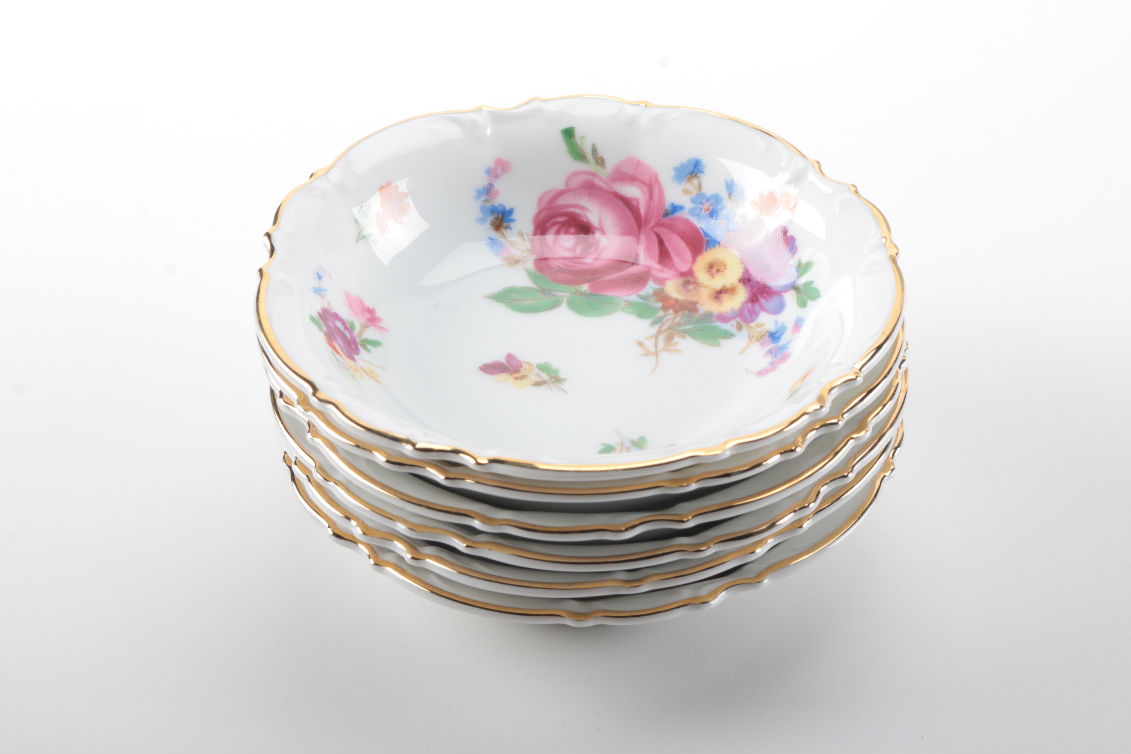 Bavarian Porcelain Dinner Plates and Fruit Bowls