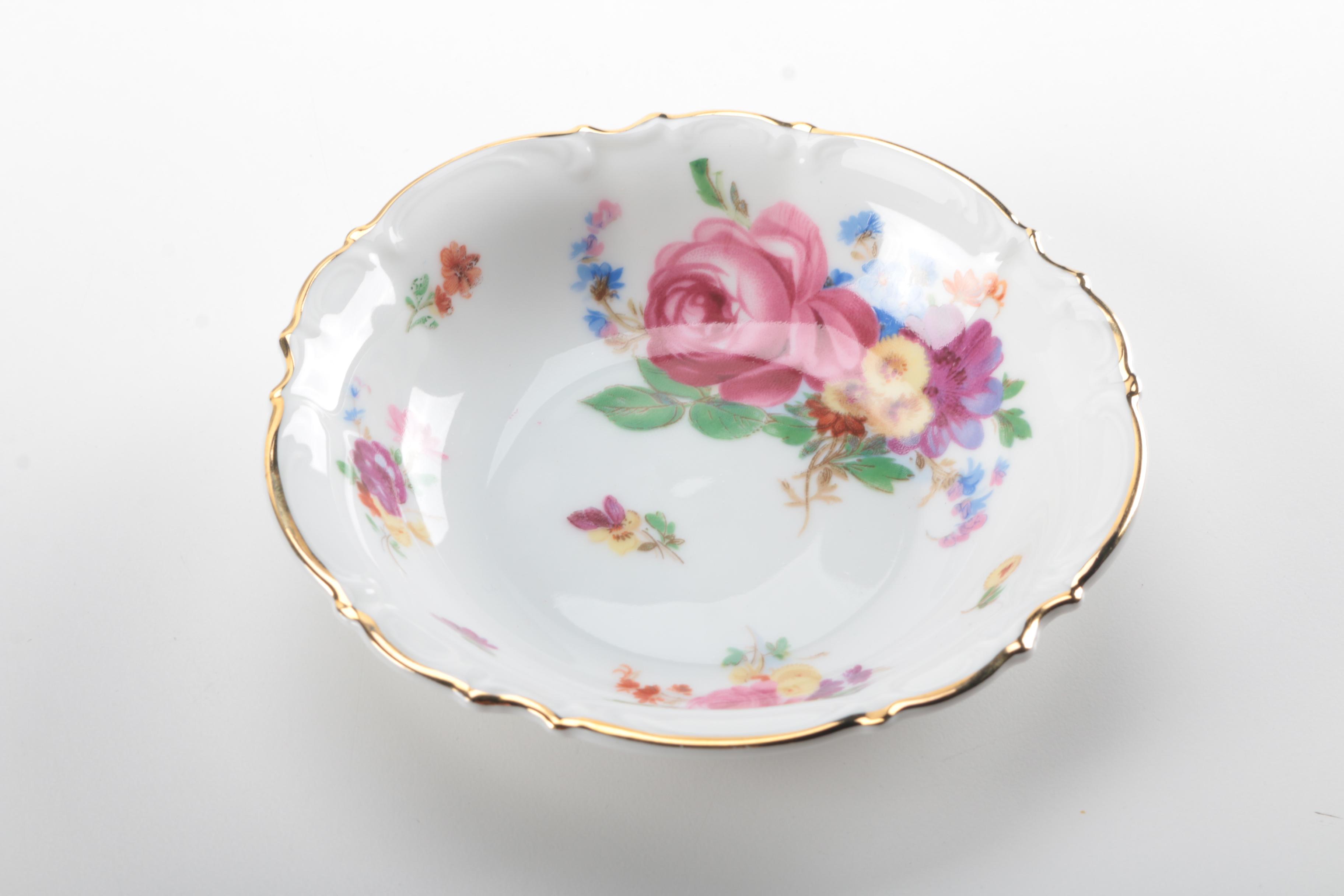Bavarian Porcelain Dinner Plates and Fruit Bowls