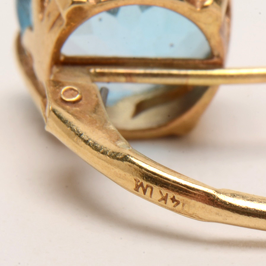 Pair of 14K Yellow Gold Blue Topaz