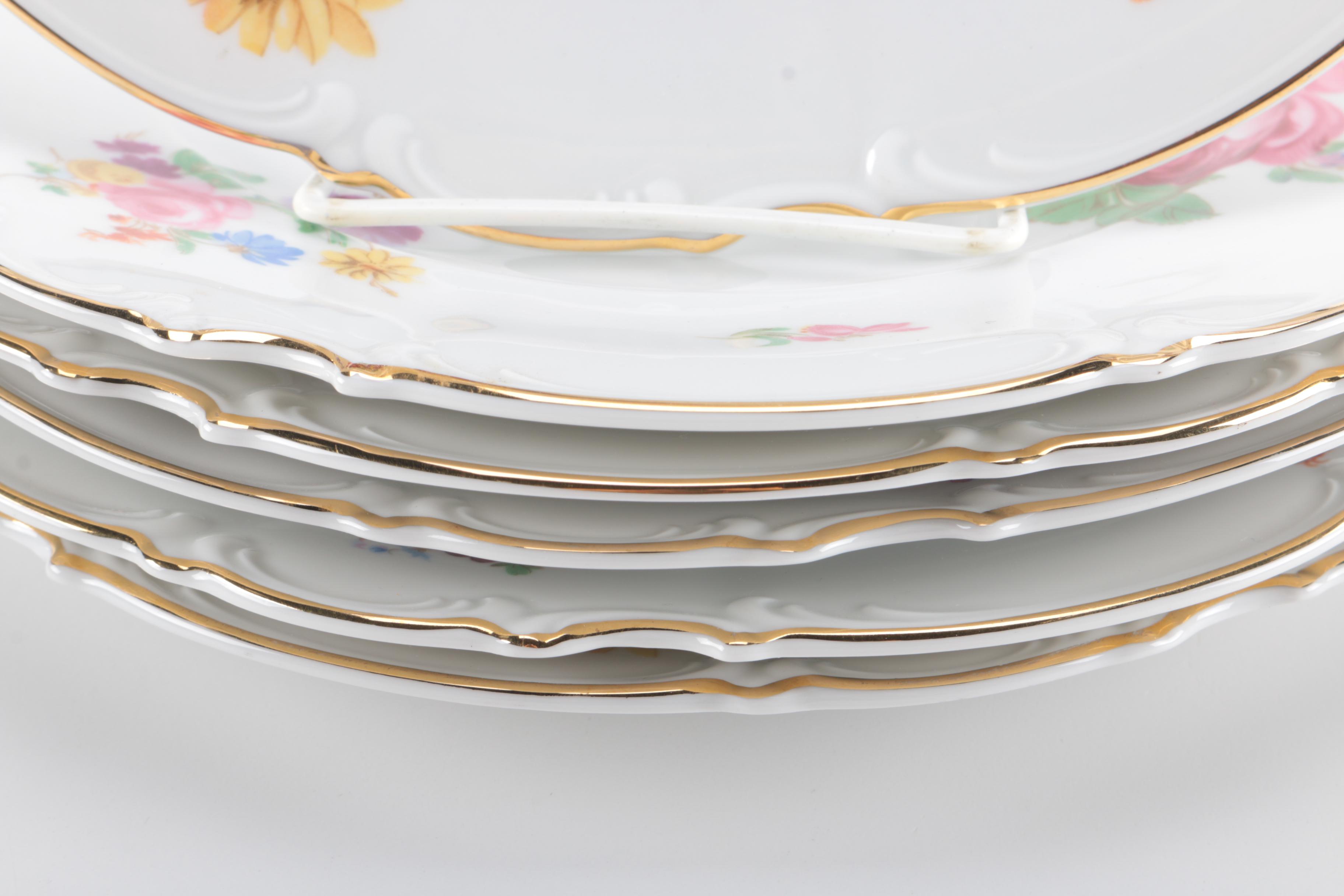 Bavarian Porcelain Dinner Plates and Fruit Bowls