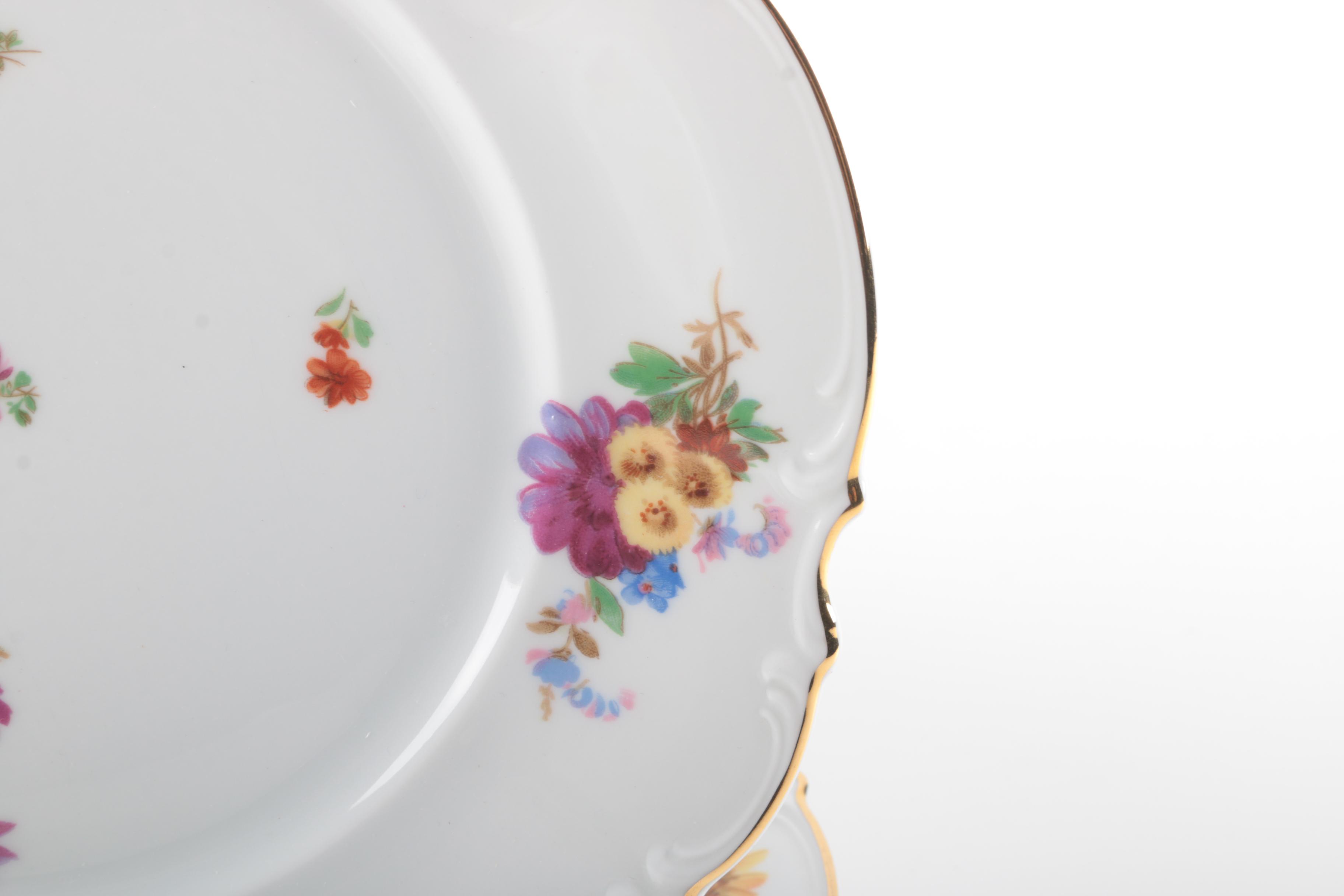 Bavarian Porcelain Dinner Plates and Fruit Bowls