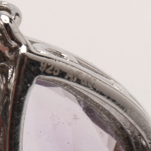 Pair of Sterling Silver Blue Topaz, Amethyst, White Sapphire Drop Earrings