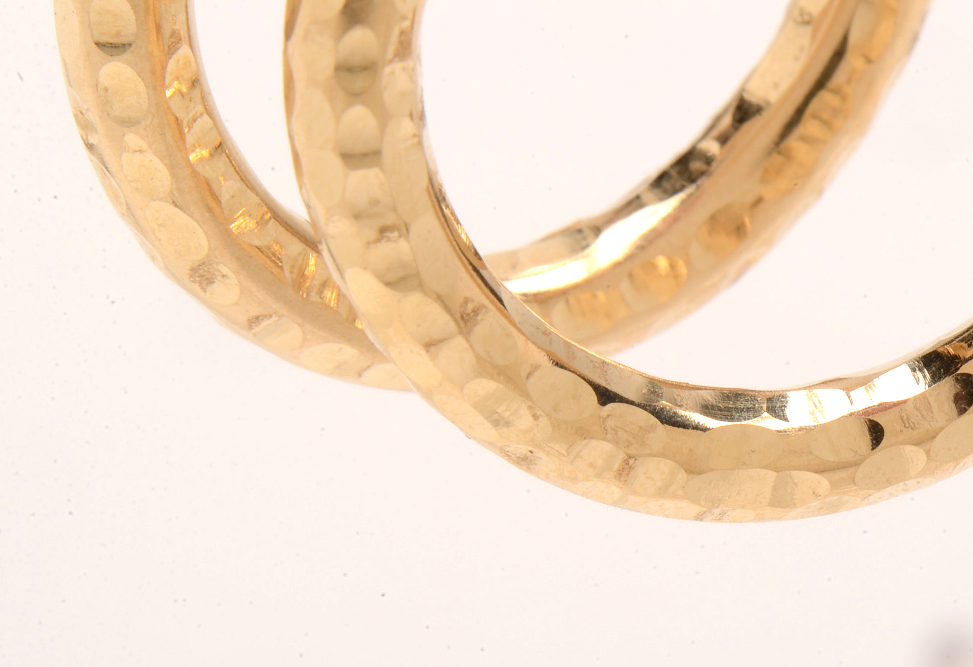 Pair of 14K Yellow Gold Hammered, Tubular Hoop Earrings