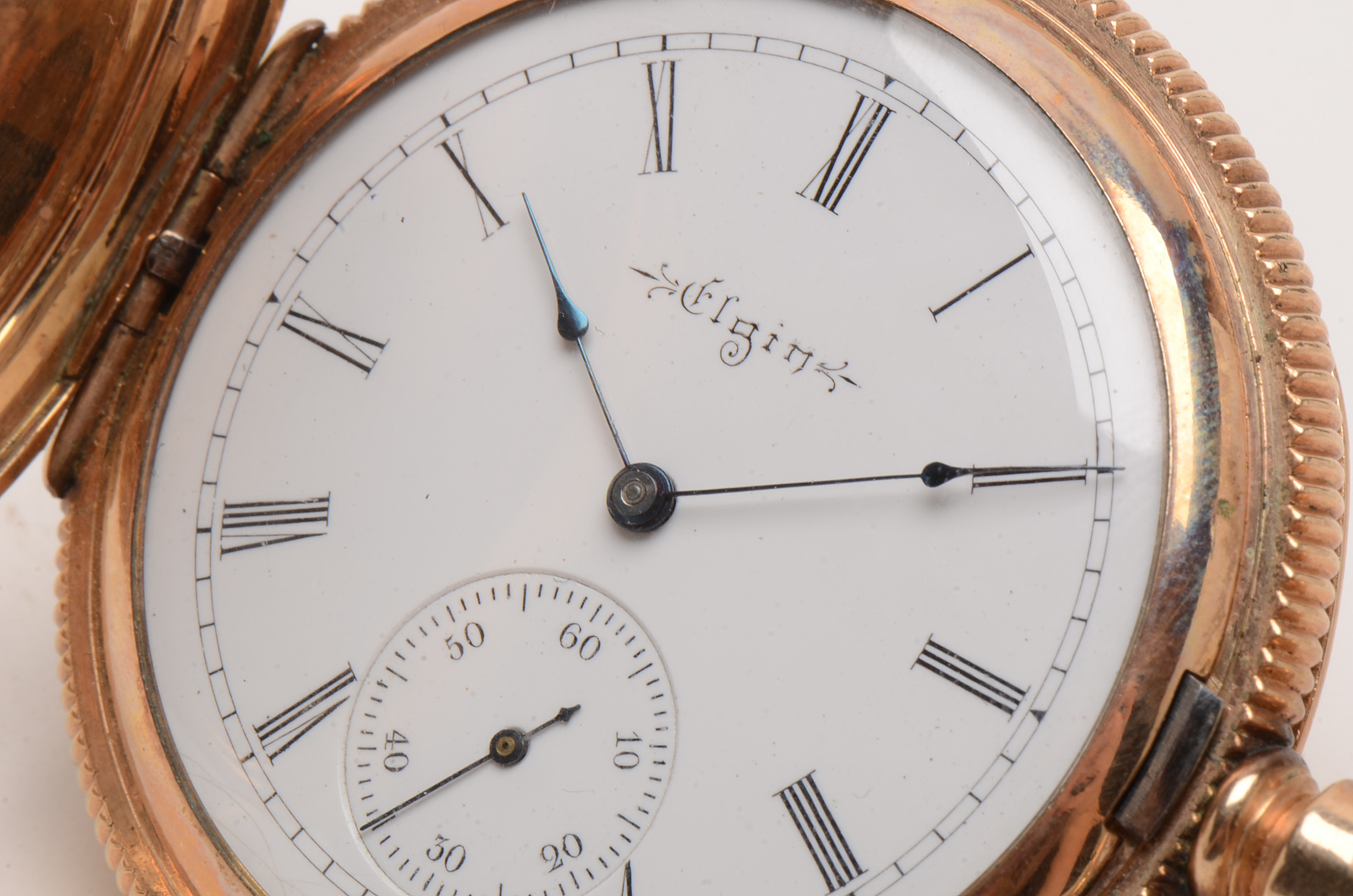 Antique Elgin Gold Filled Full Hunter Pocket Watch with Fob Chain